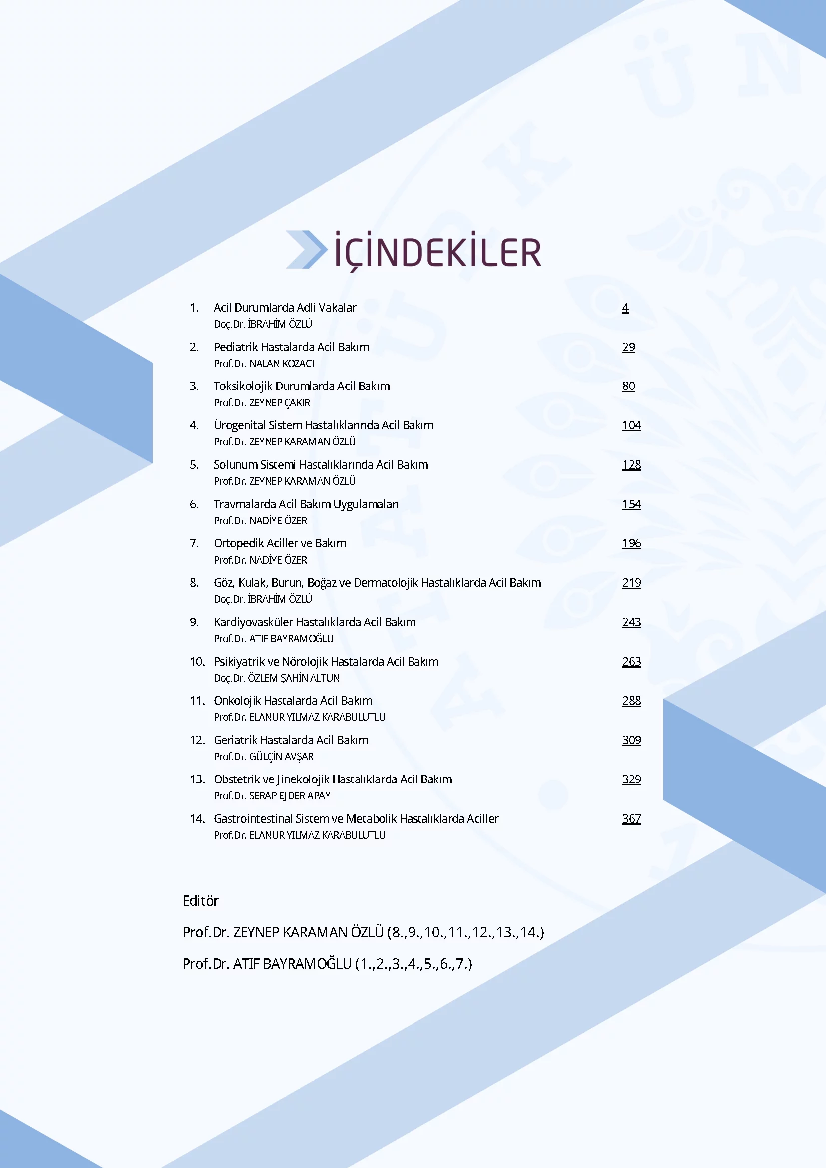 İçindekiler - Acil Hasta Bakımı