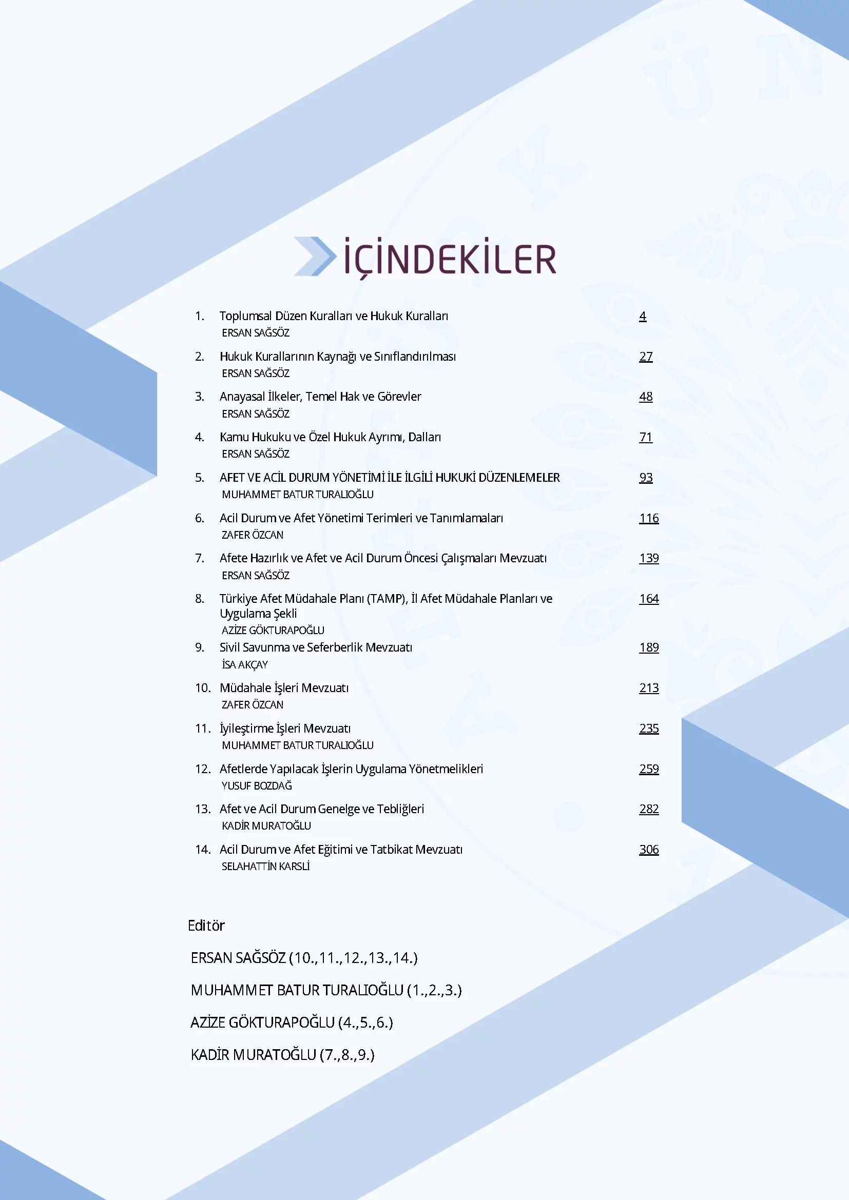 İçindekiler - Afet ve Acil Durum Mevzuatı
