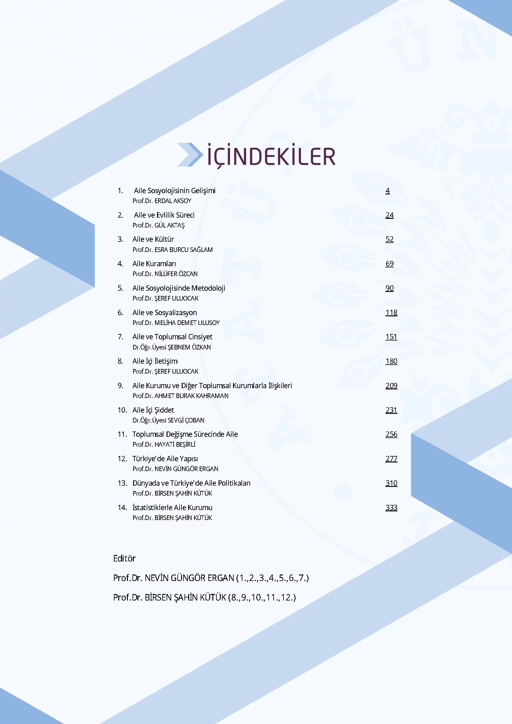 İçindekiler - Aile Sosyolojisi