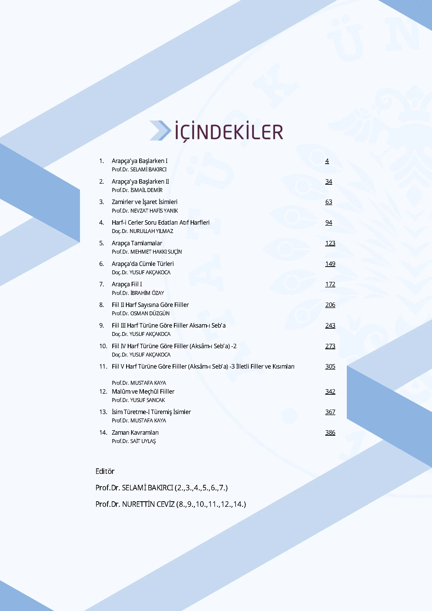 İçindekiler - Arapça I