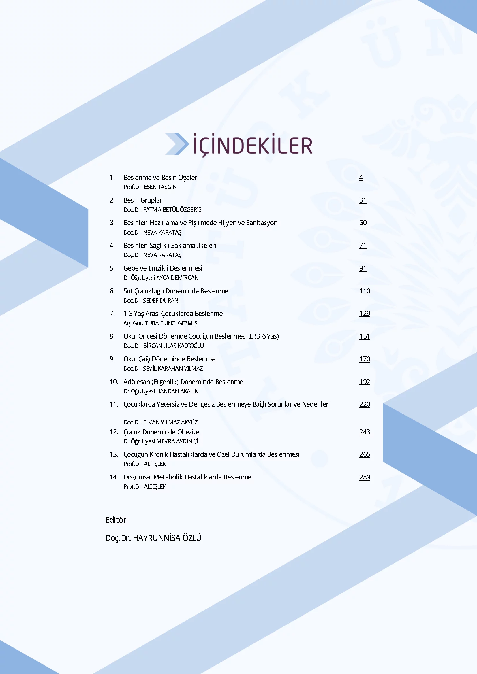 İçindekiler - Çocuk Beslenmesi