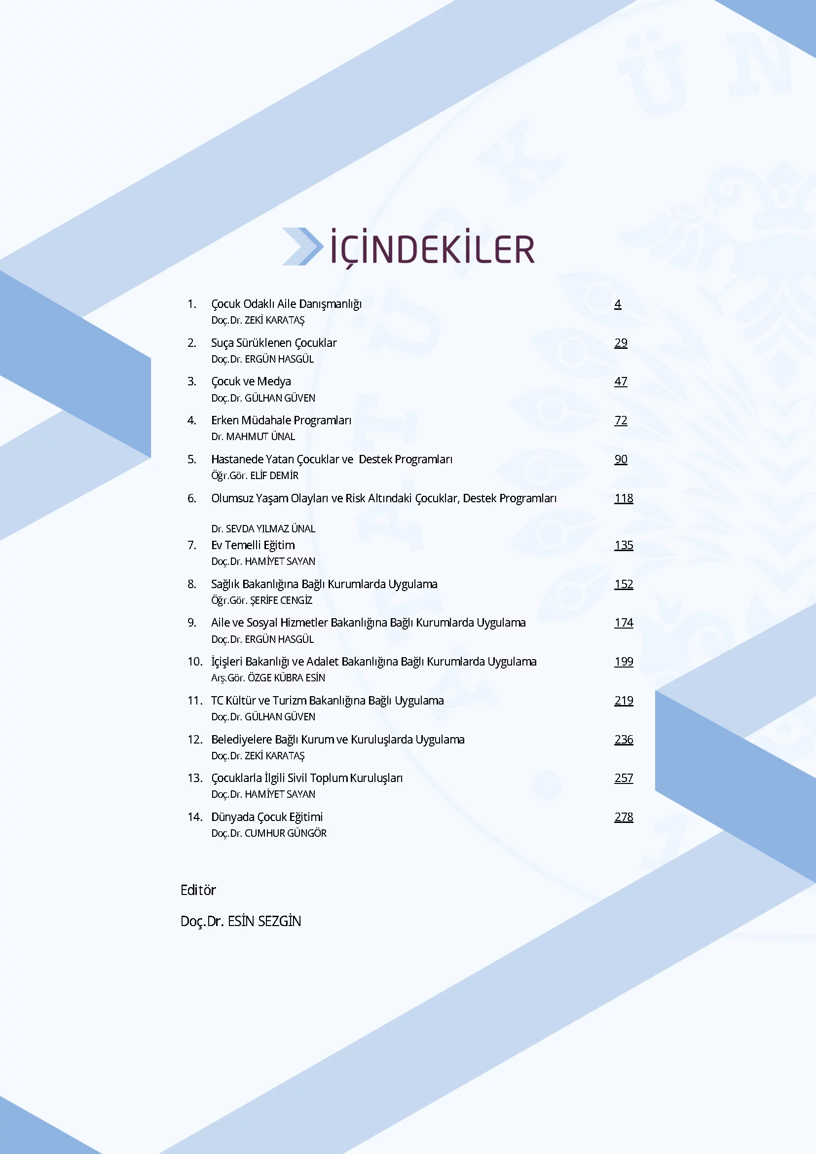 İçindekiler - Çocuk Gelişimi Alan Uygulaması II