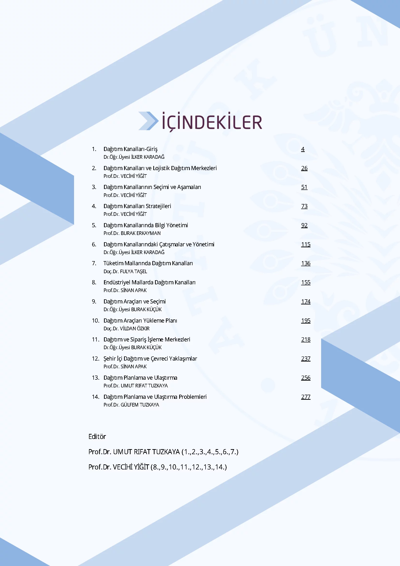 İçindekiler - Dağıtım Kanalları Planlaması