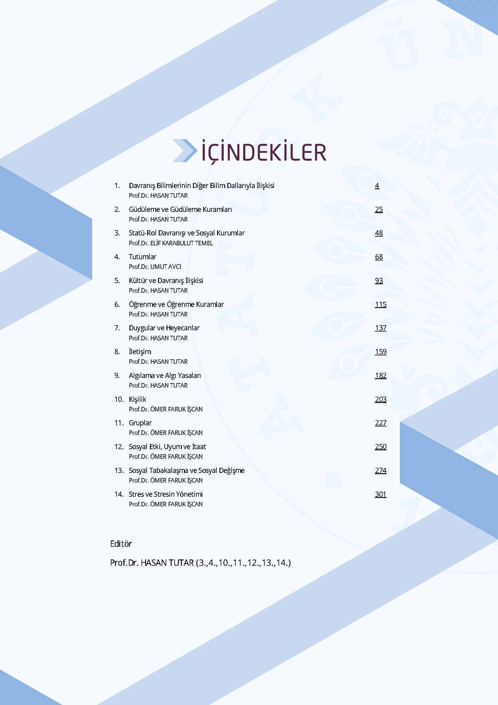 İçindekiler - Davranış Bilimleri