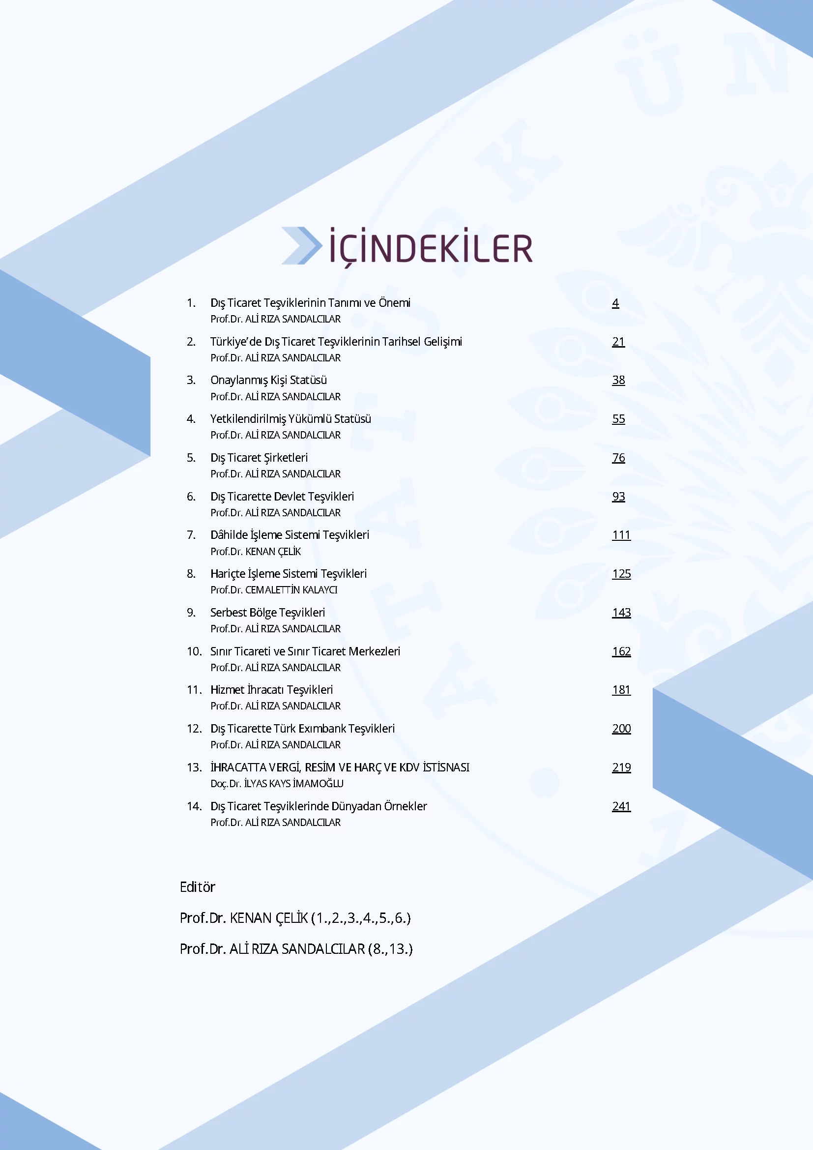 İçindekiler - Dış Ticaret Teşvikleri