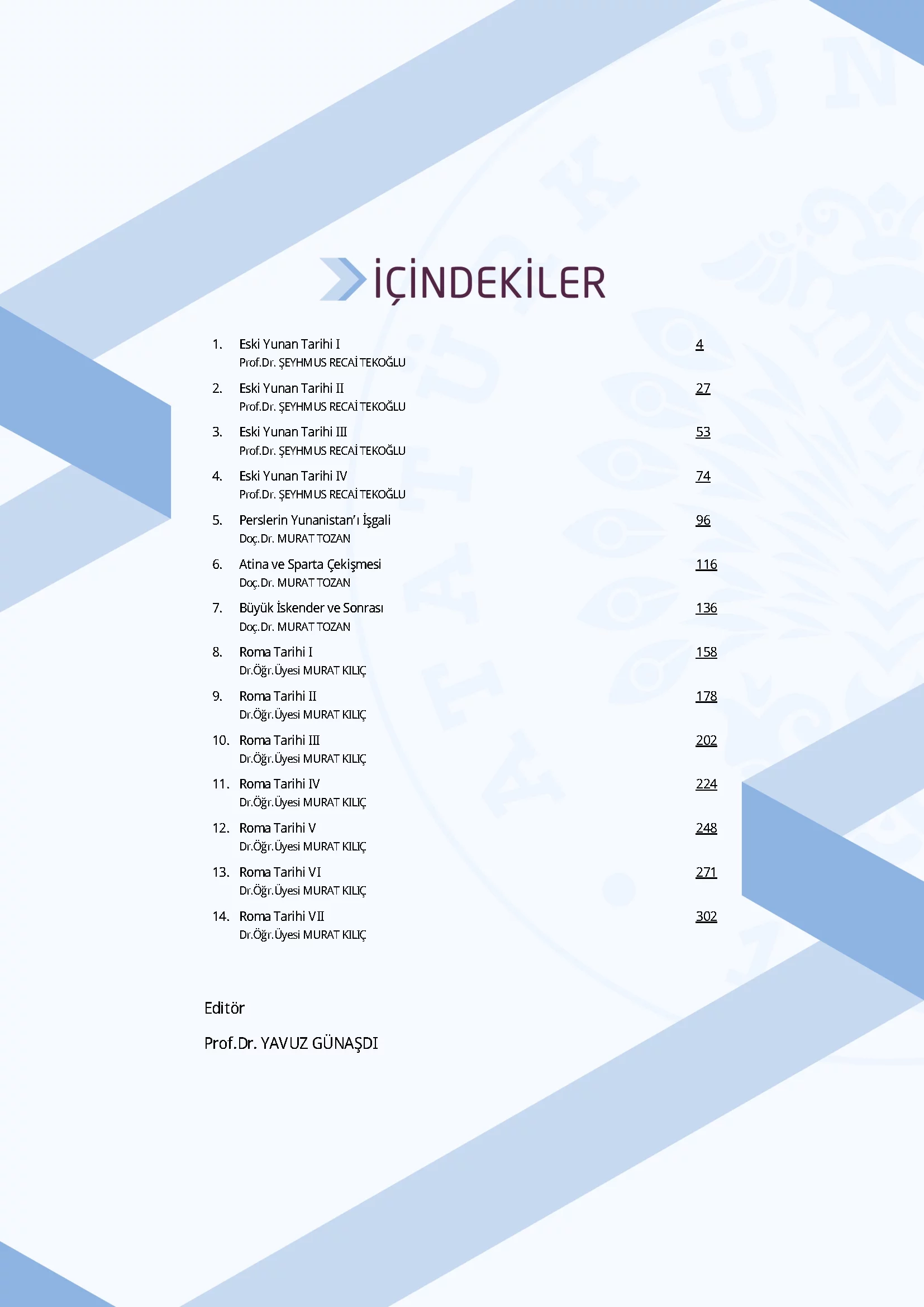 İçindekiler - Eski Çağ Avrupa Tarihi