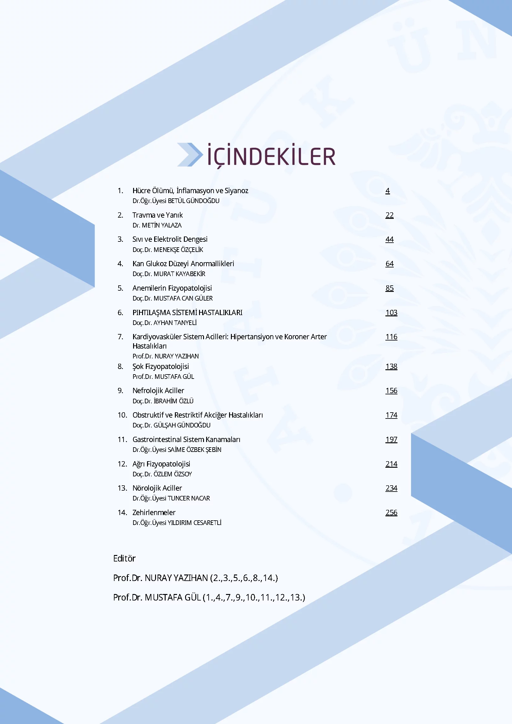 İçindekiler - Fizyopatoloji