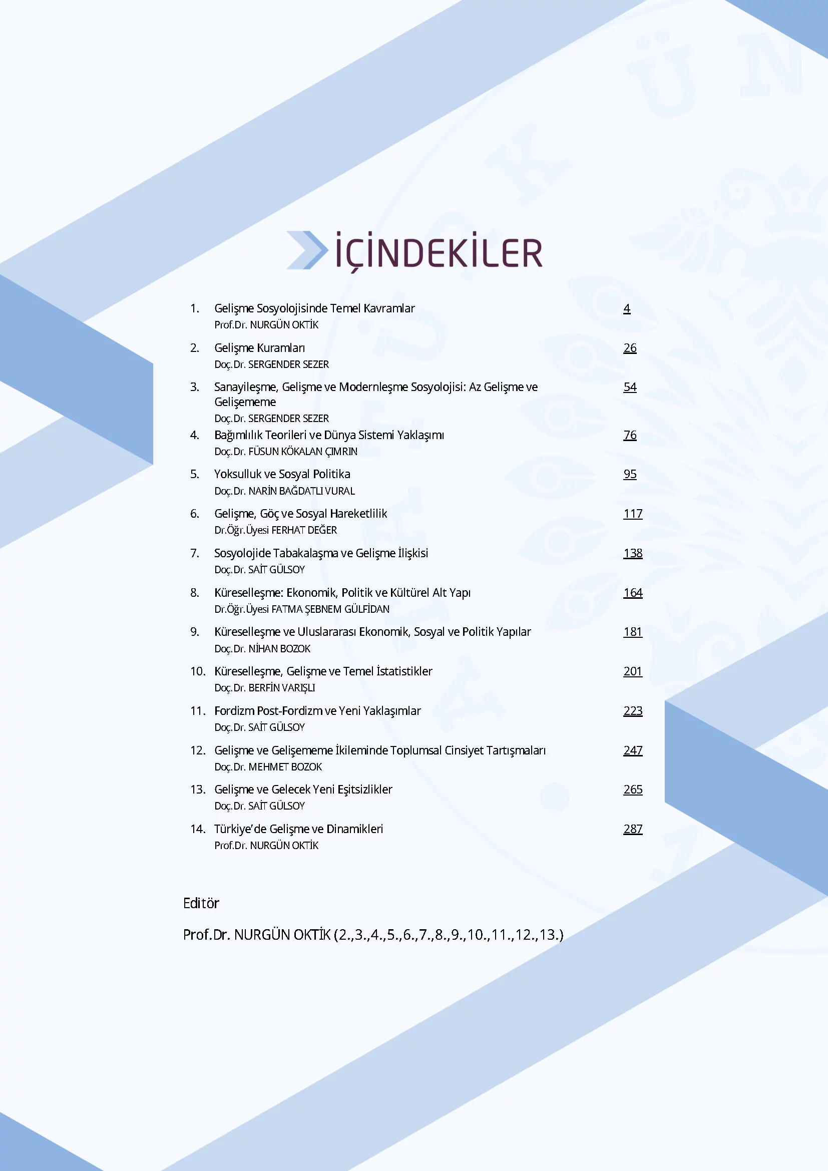 İçindekiler - Gelişme Sosyolojisi