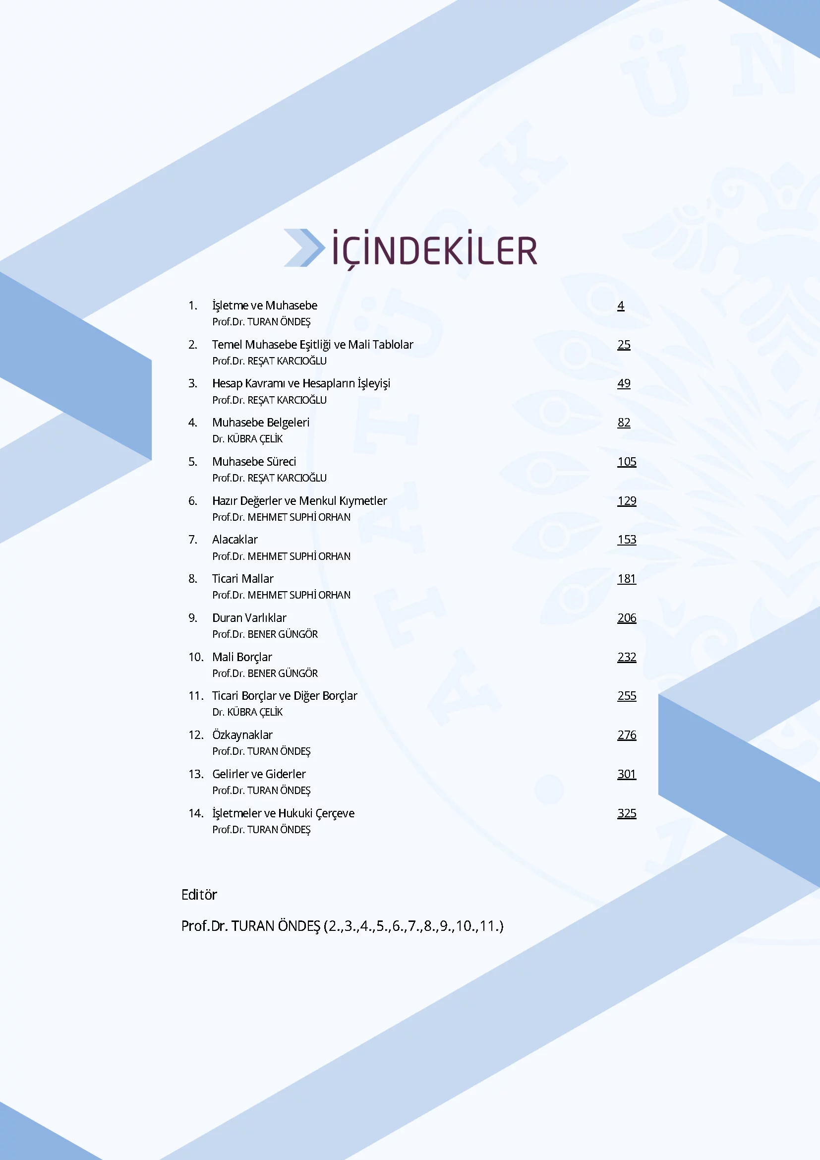 İçindekiler - Genel Muhasebe