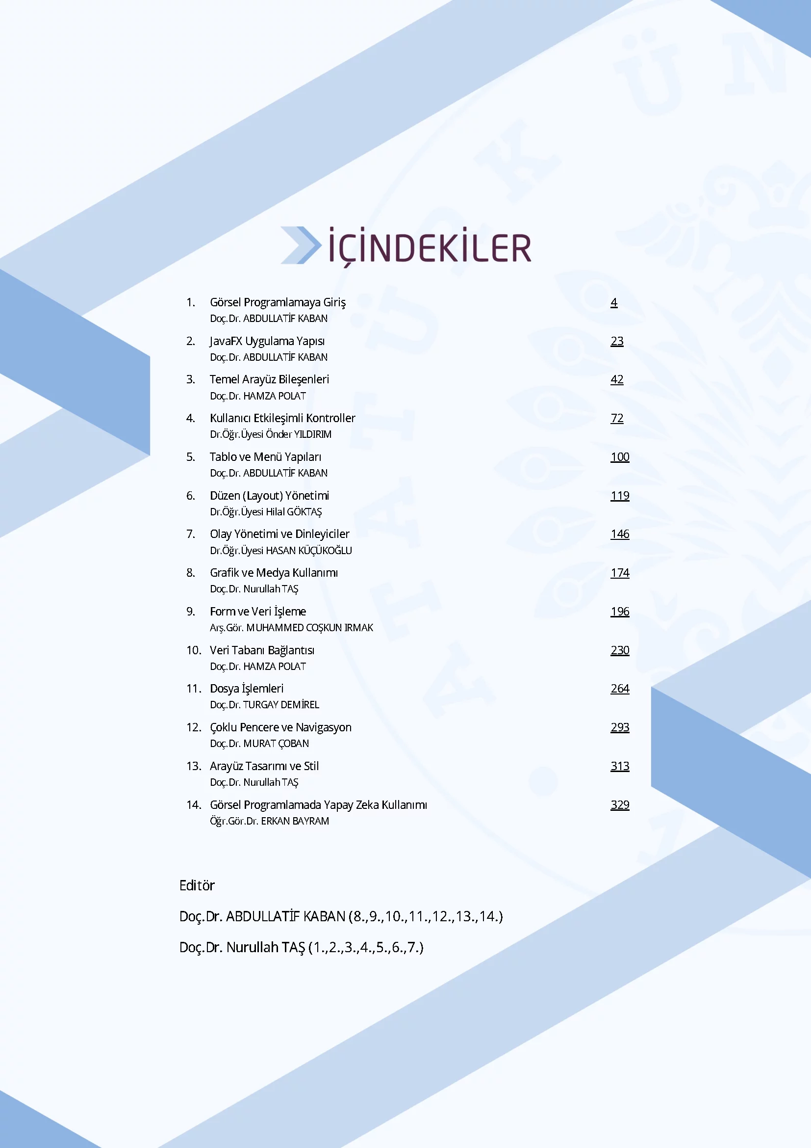 İçindekiler - Görsel Programlama I