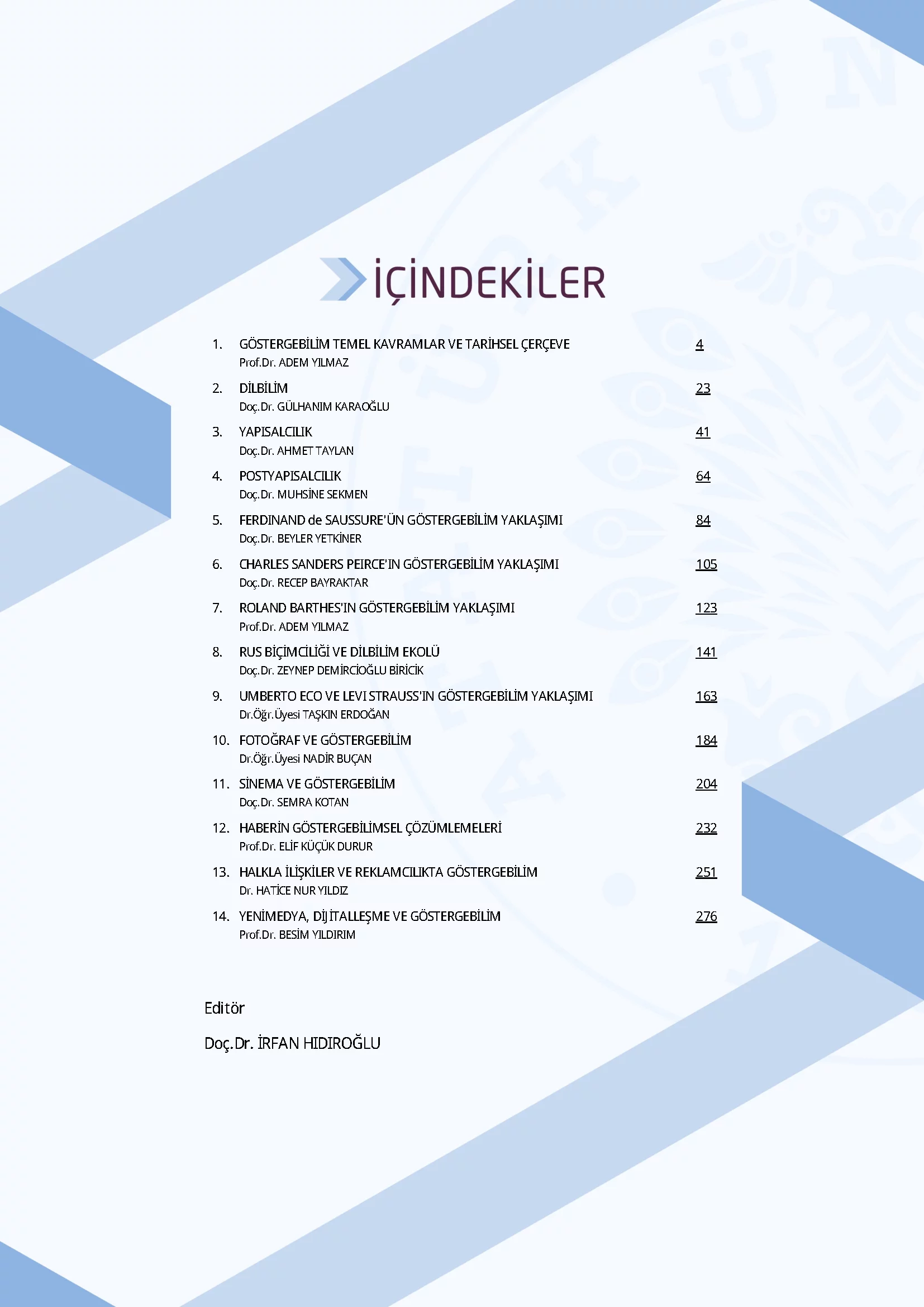 İçindekiler - Göstergebilim