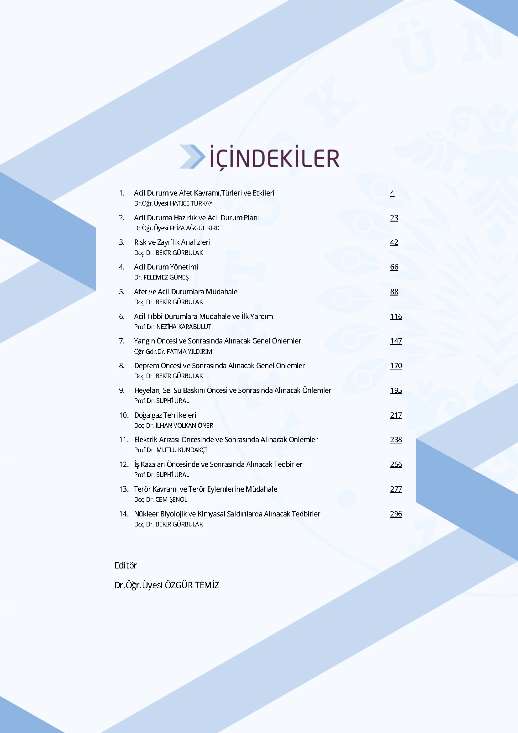 İçindekiler - Güvenlik ve Acil Durum Prosedürleri