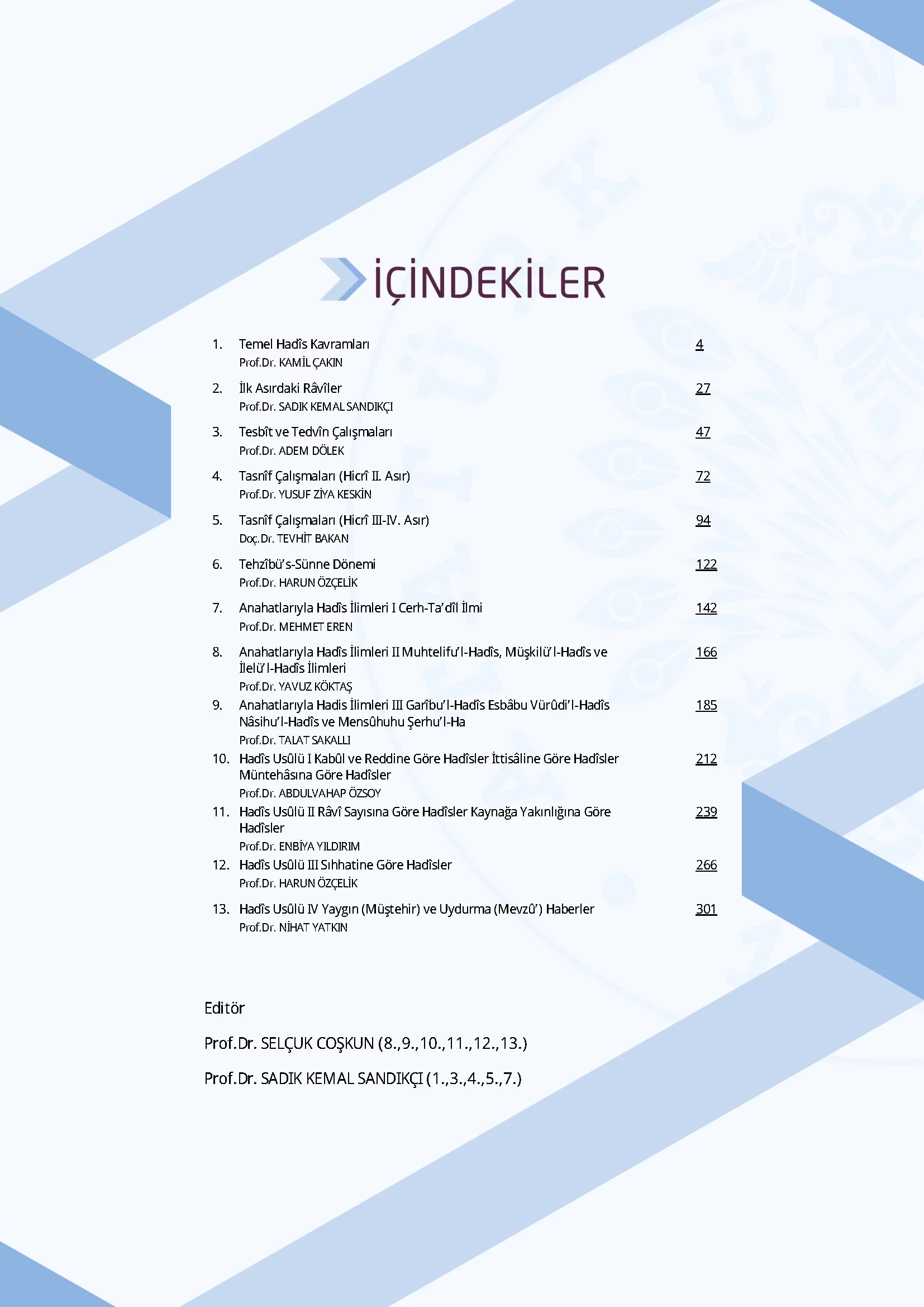 İçindekiler - Hadis Tarihi ve Usulü