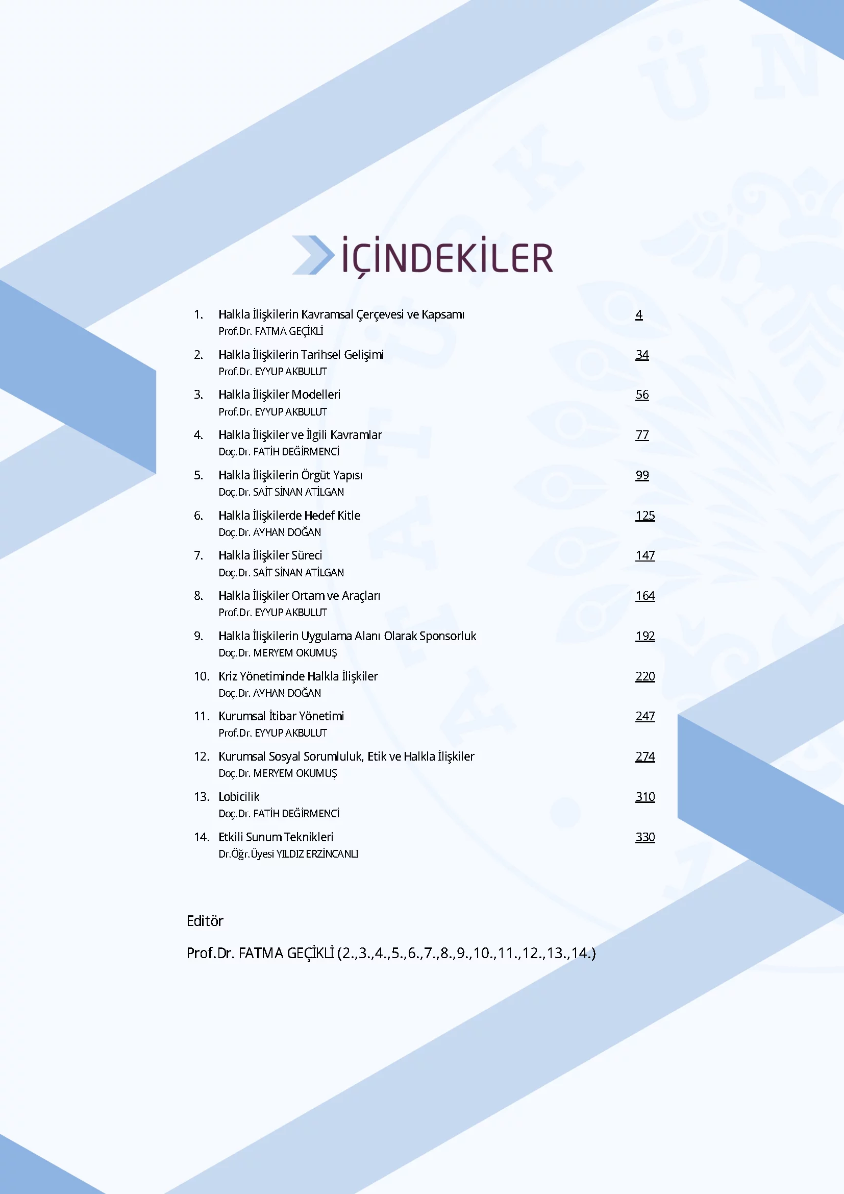 İçindekiler - Halkla İlişkiler