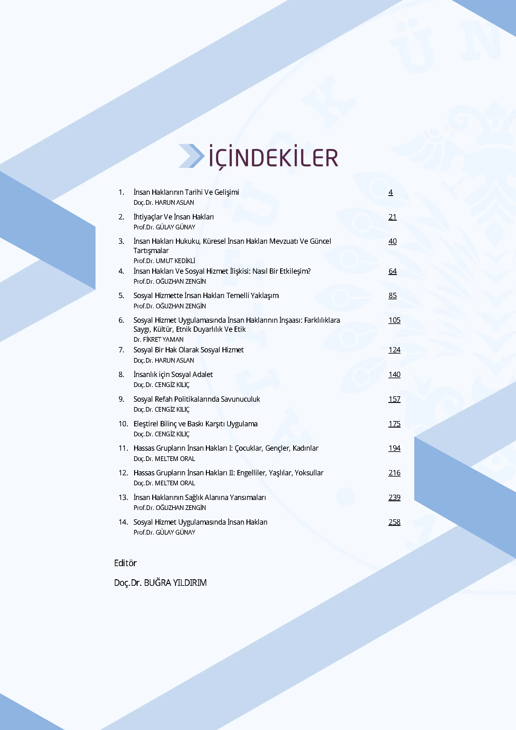 İçindekiler - İnsan Hakları ve Sosyal Hizmet