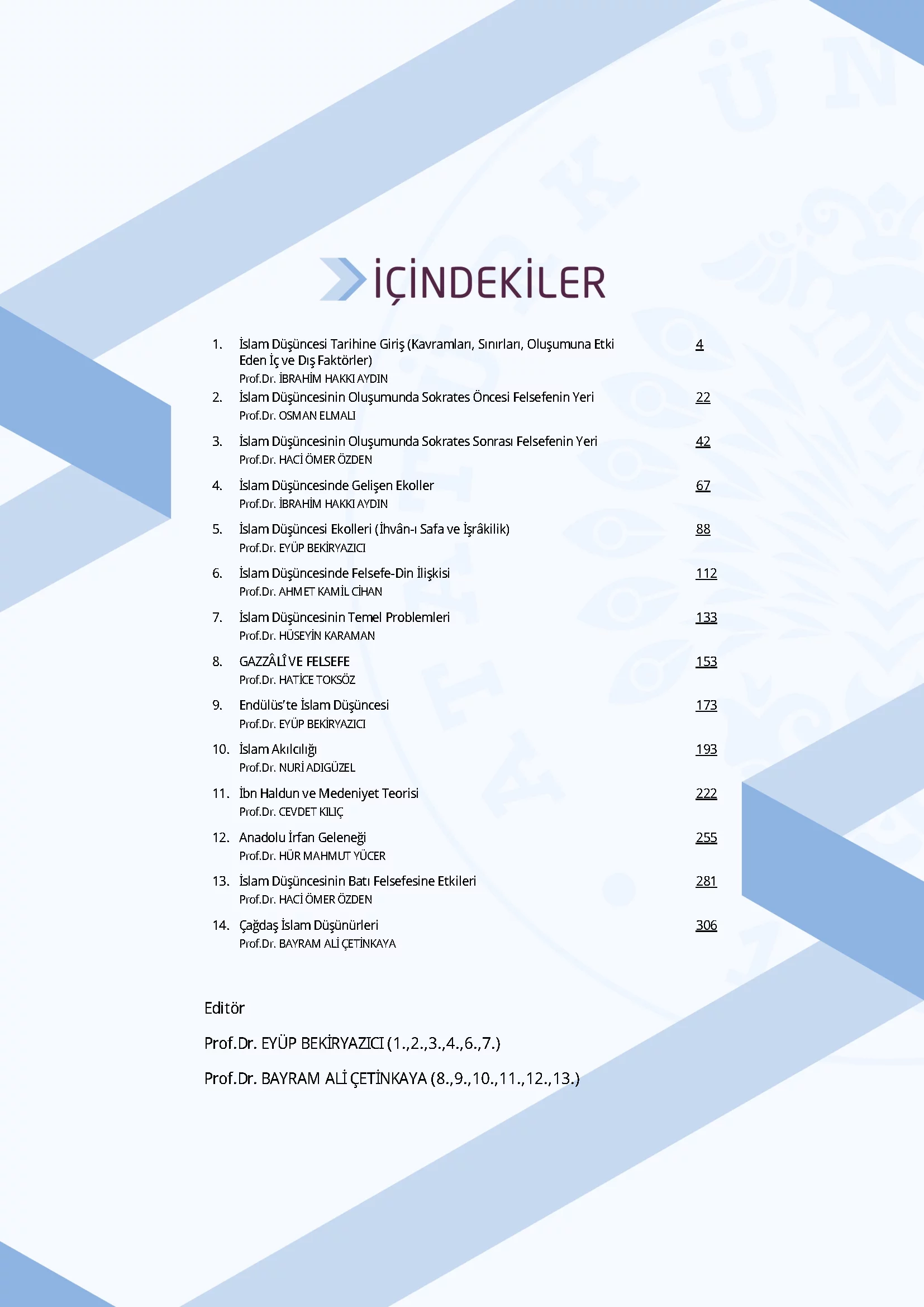 İçindekiler - İslam Düşünce Tarihi