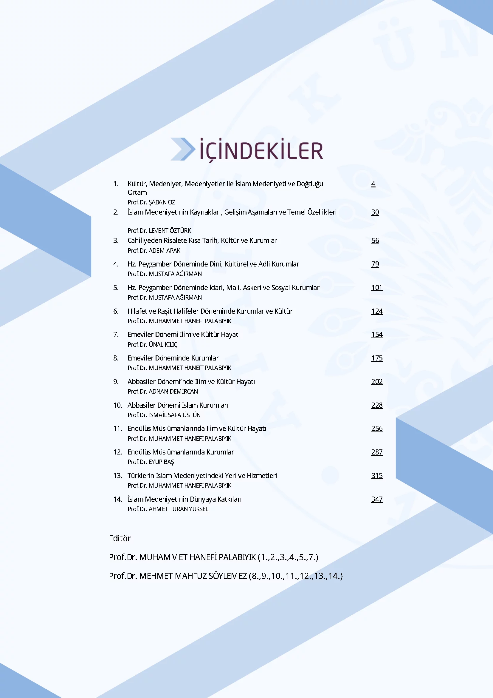 İçindekiler - İslam Kurumları ve Medeniyeti