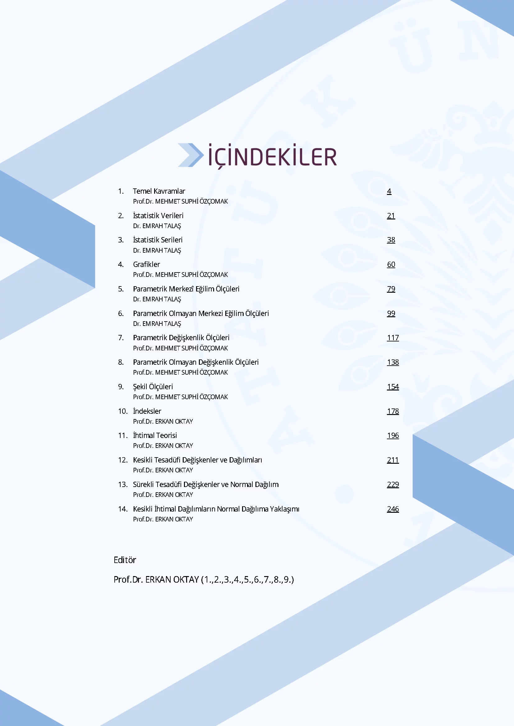 İçindekiler - İstatistiğe Giriş