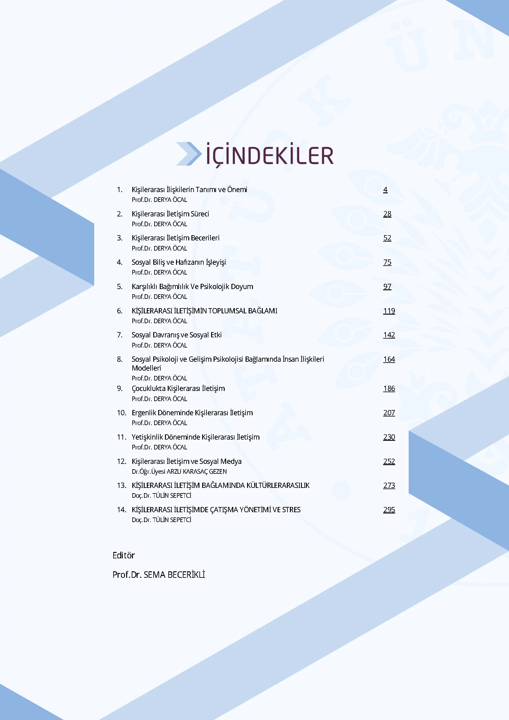 İçindekiler - Kişiler Arası İletişim