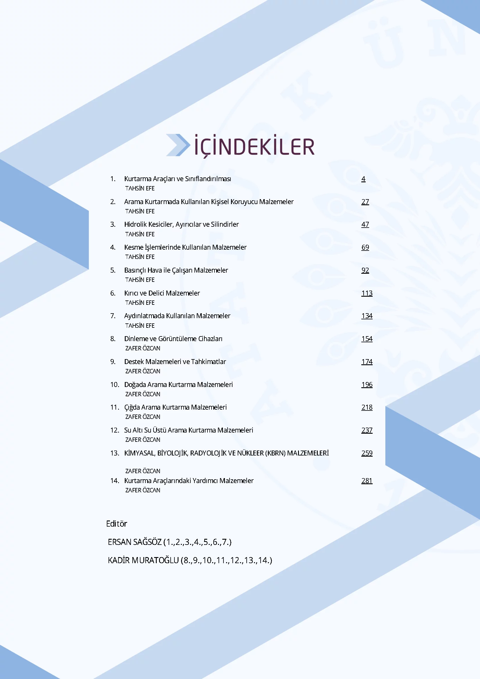 İçindekiler - Kurtarma Araçları Eğitimi