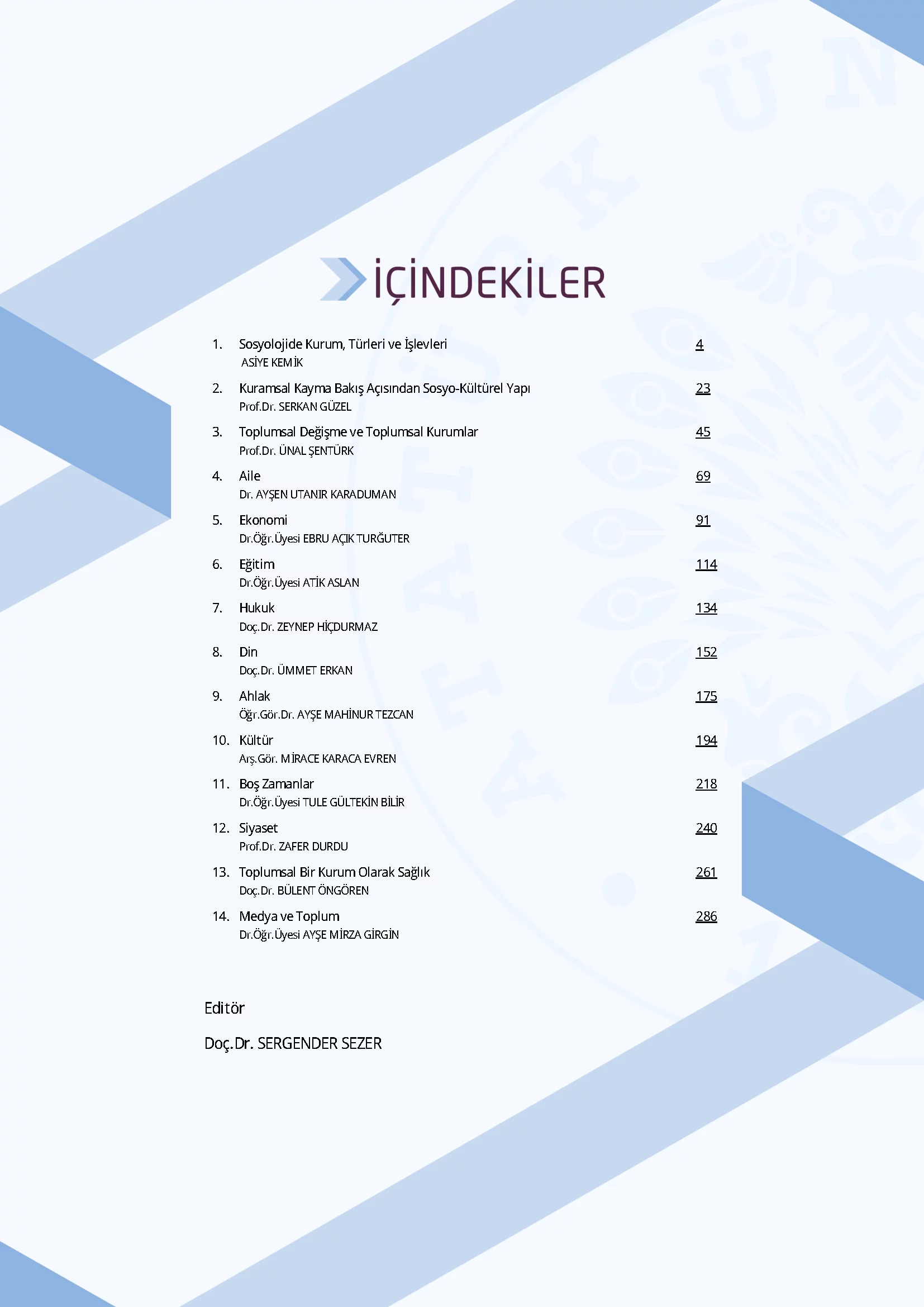 İçindekiler - Kurumlar Sosyolojisi