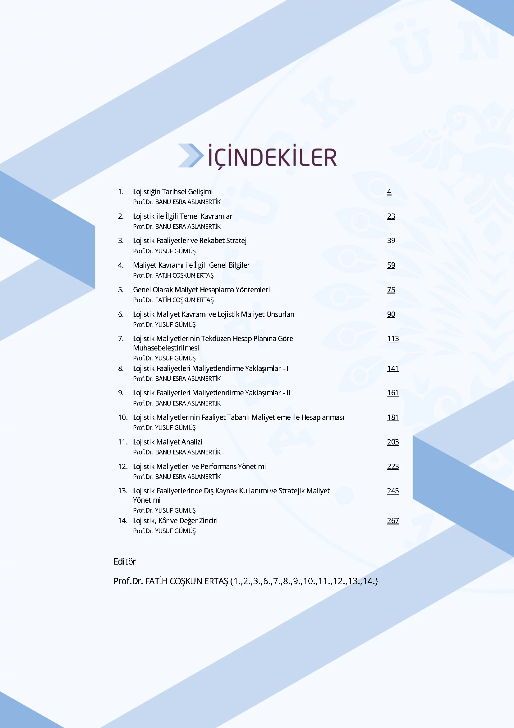 İçindekiler - Lojistik Maliyet Analizi