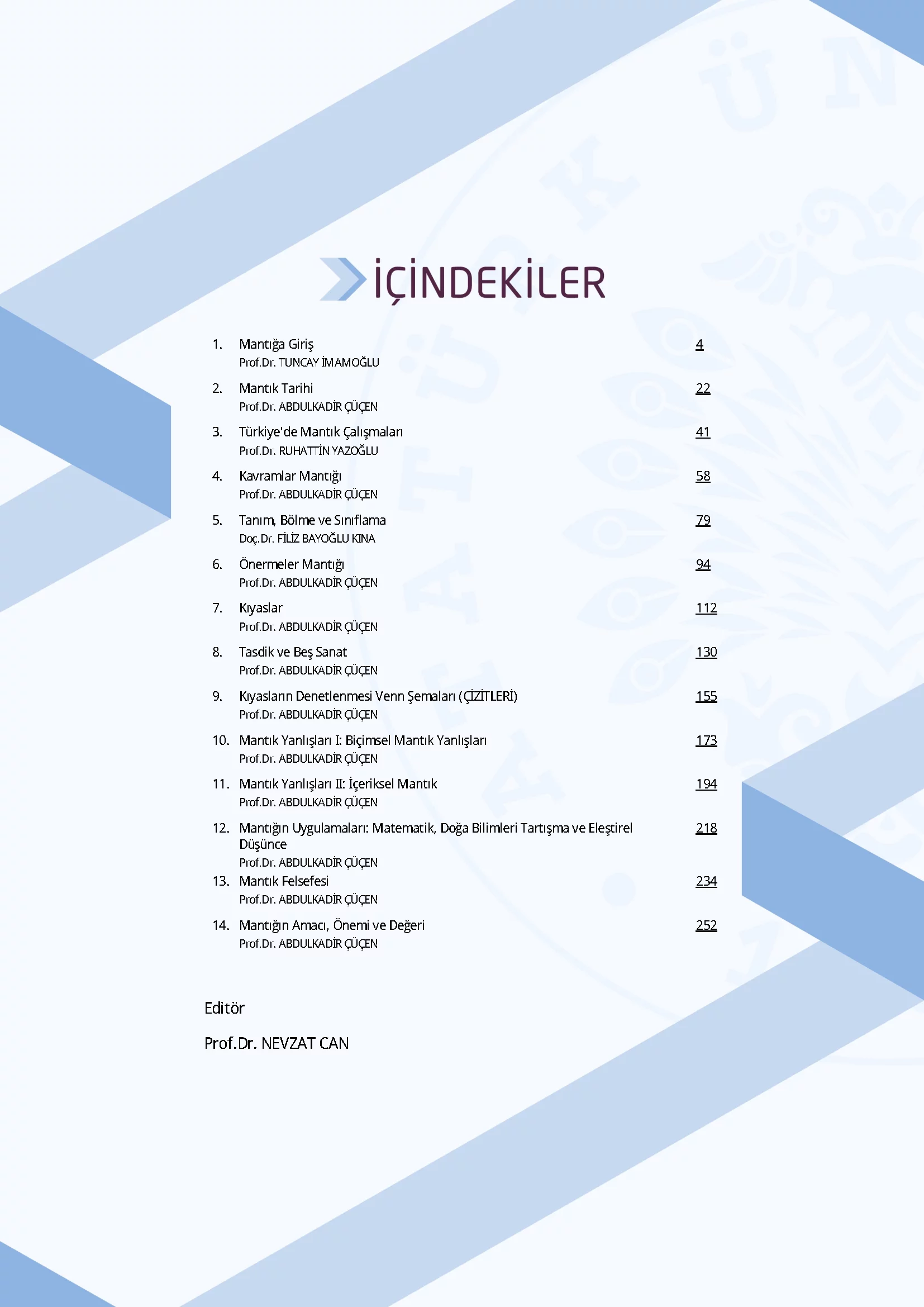 İçindekiler - Mantık