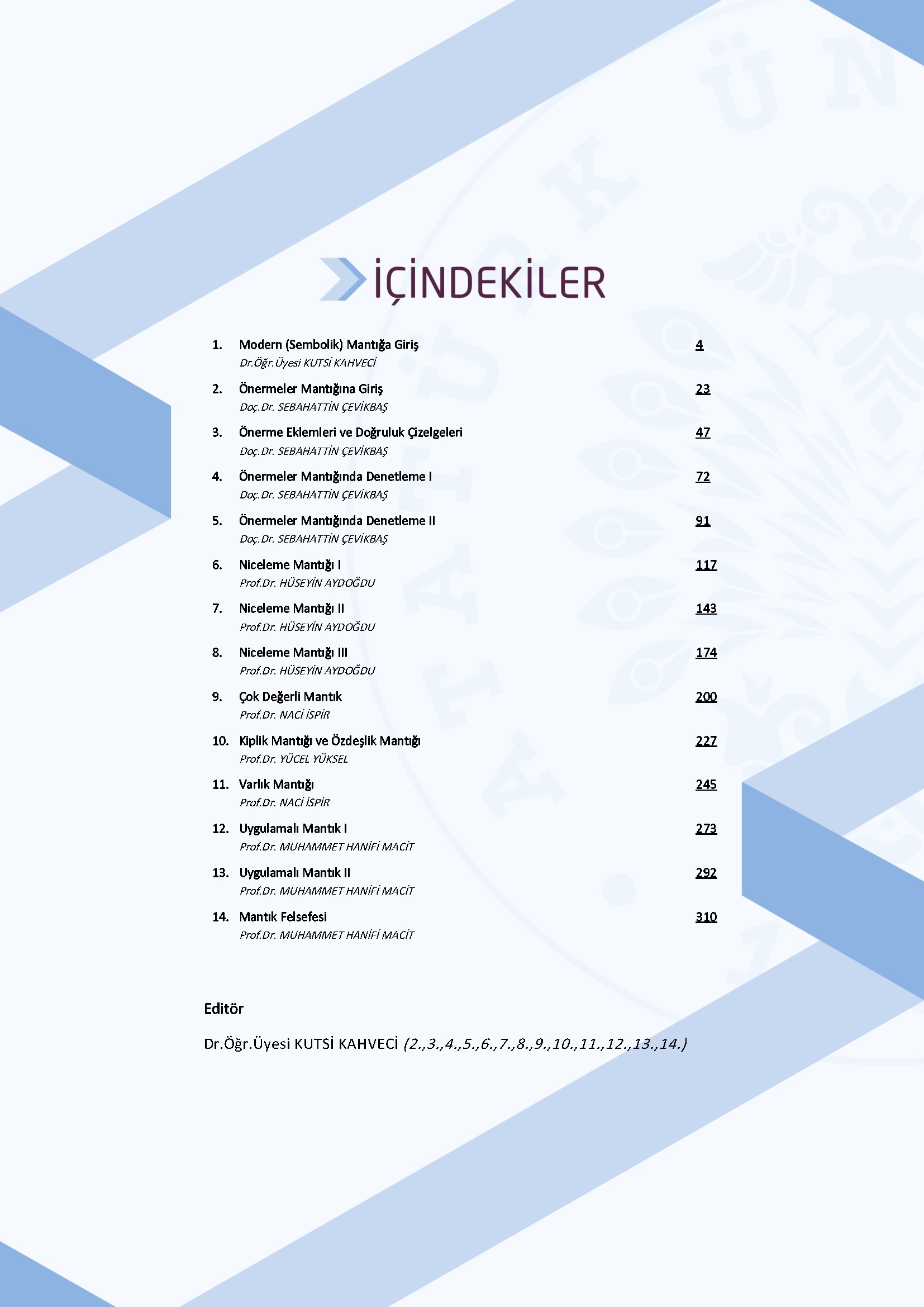 İçindekiler - Modern Mantık