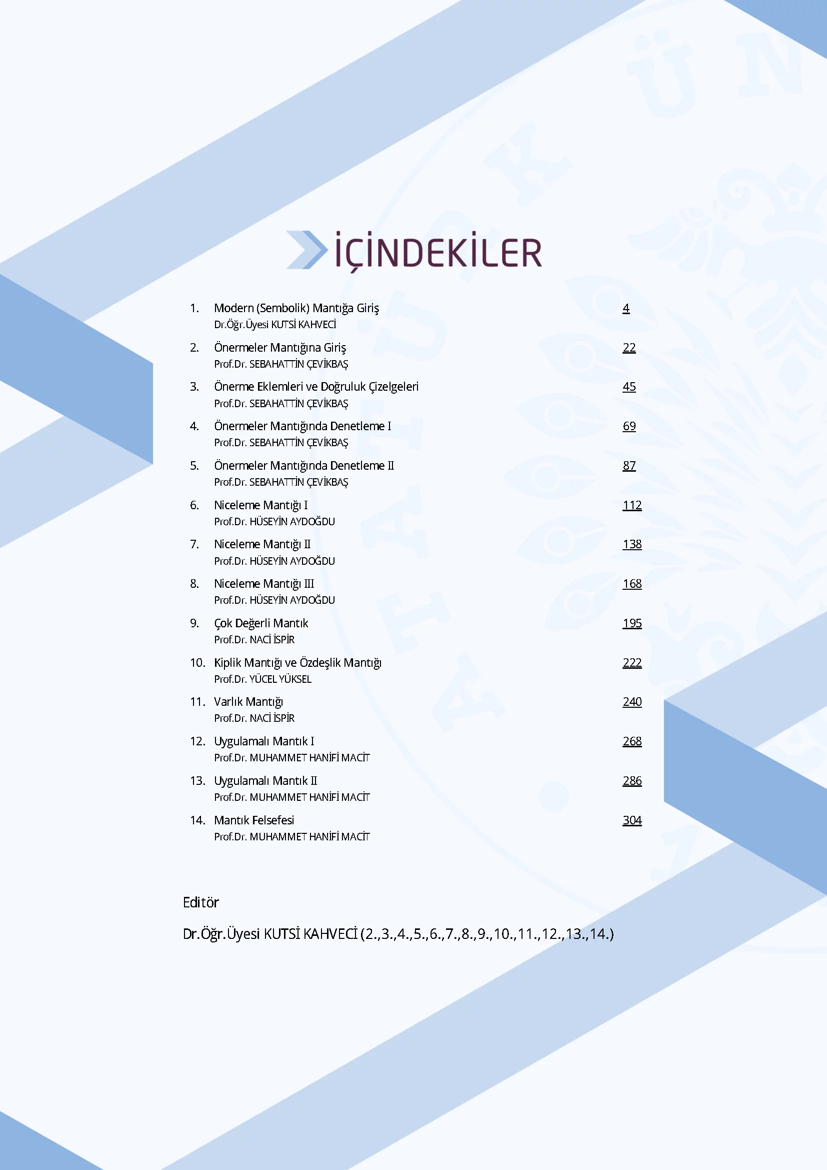 İçindekiler - Modern Mantık