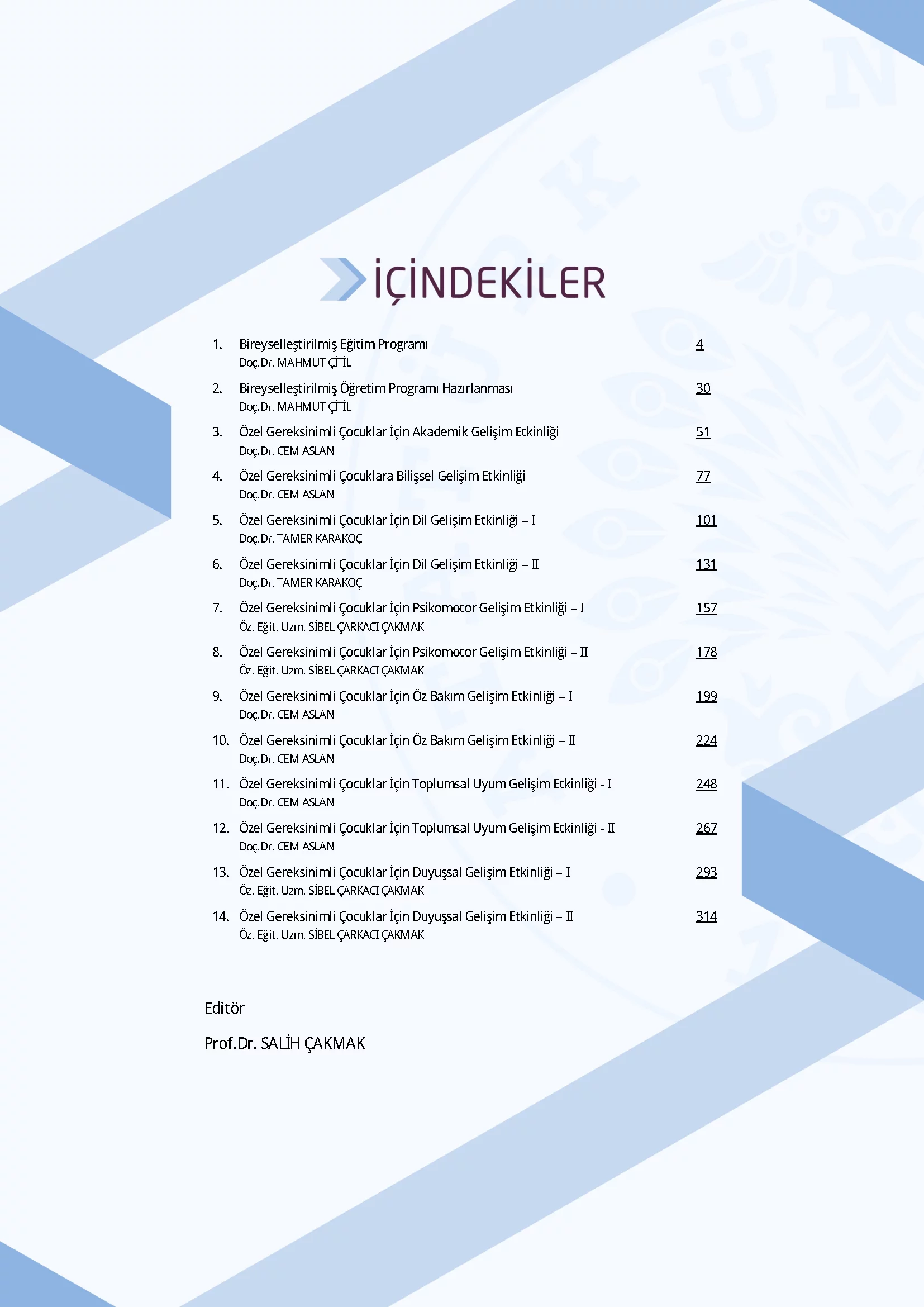 İçindekiler - Özel Eğitimde Program Geliştirme