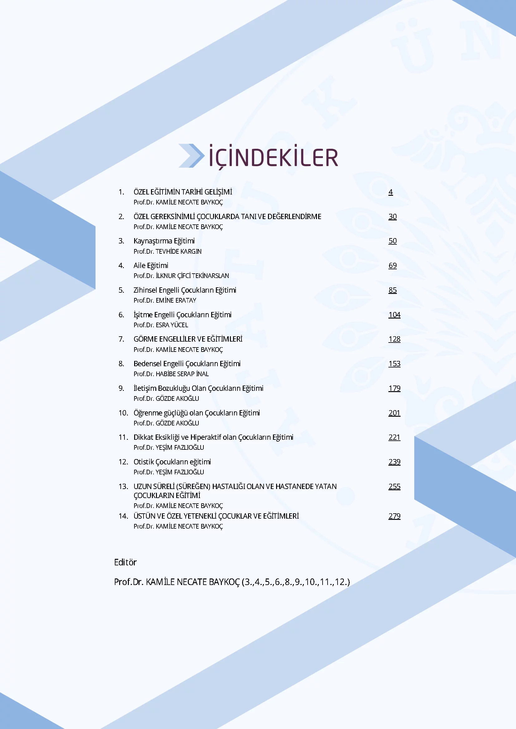 İçindekiler - Özel Gereksinimli Çocuklar ve Eğitimi