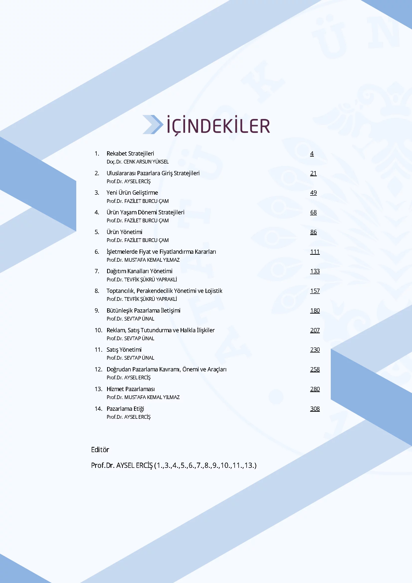 İçindekiler - Pazarlama Yönetimi