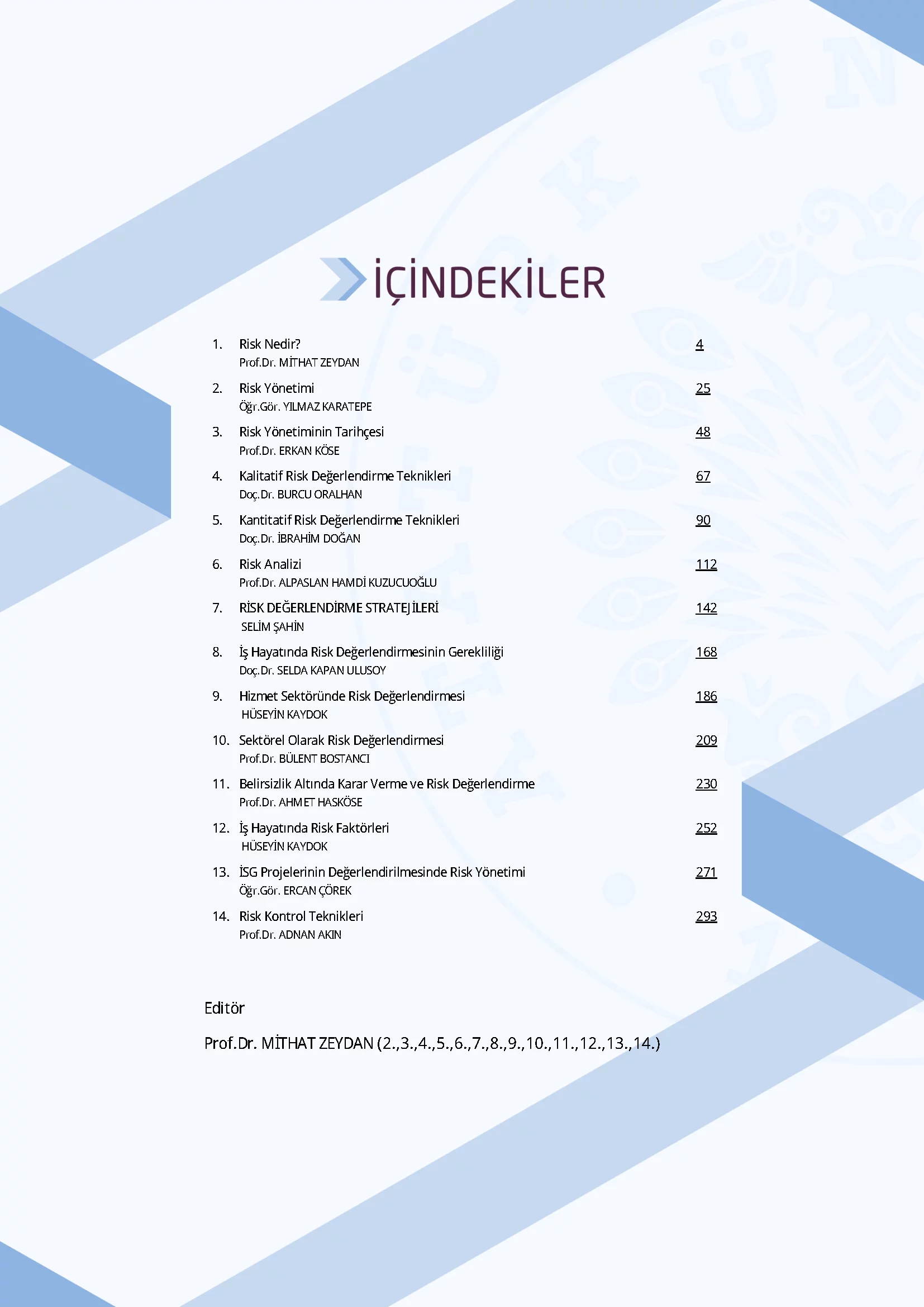 İçindekiler - Risk Değerlendirmesi