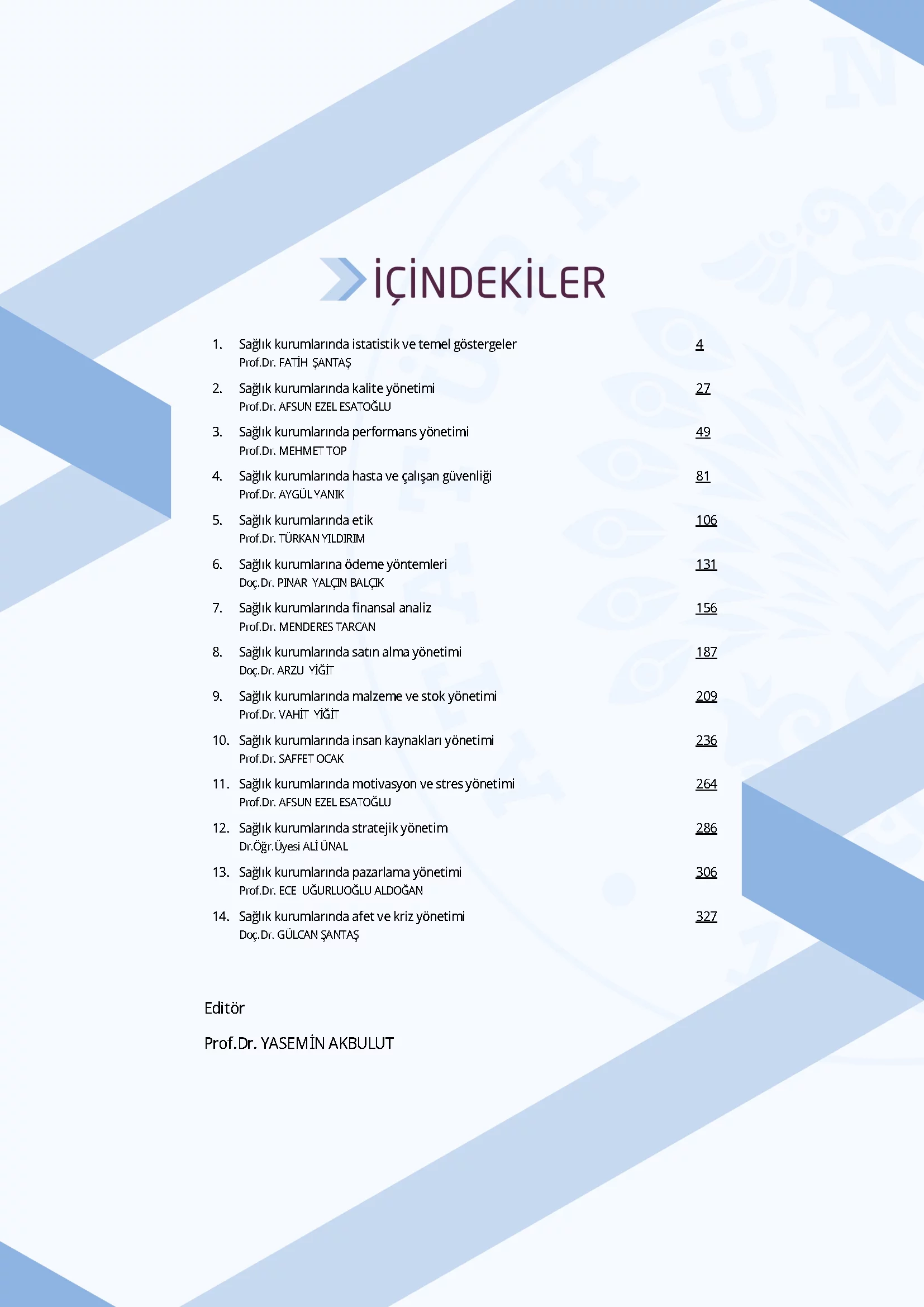 İçindekiler - Sağlık Kurumları Yönetimi II