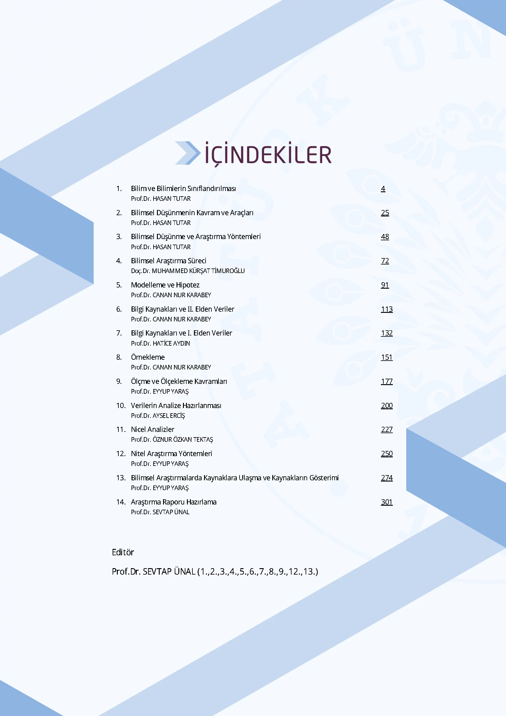 İçindekiler - Sosyal Bilimlerde Araştırma Yöntemleri