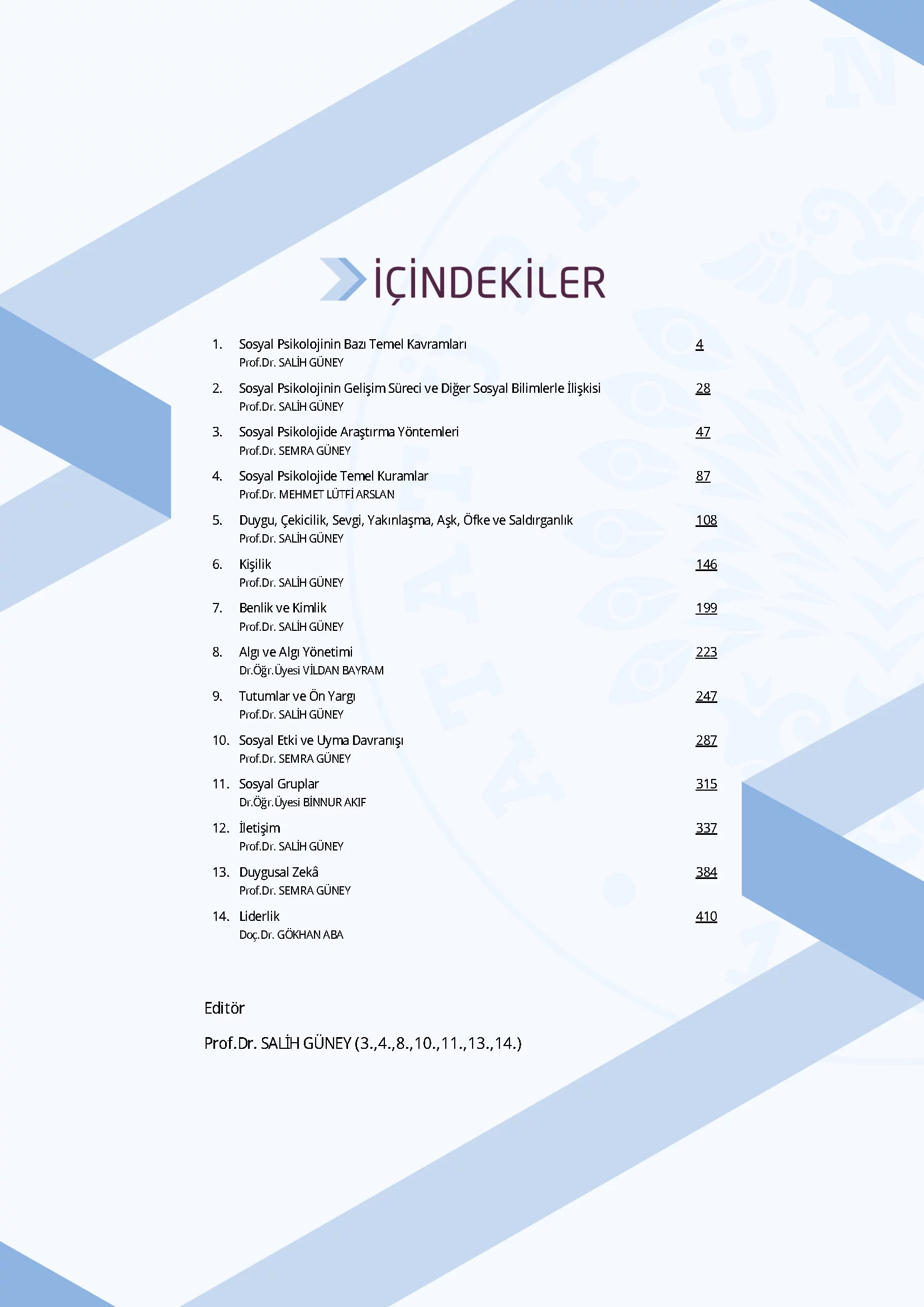 İçindekiler - Sosyal Psikoloji