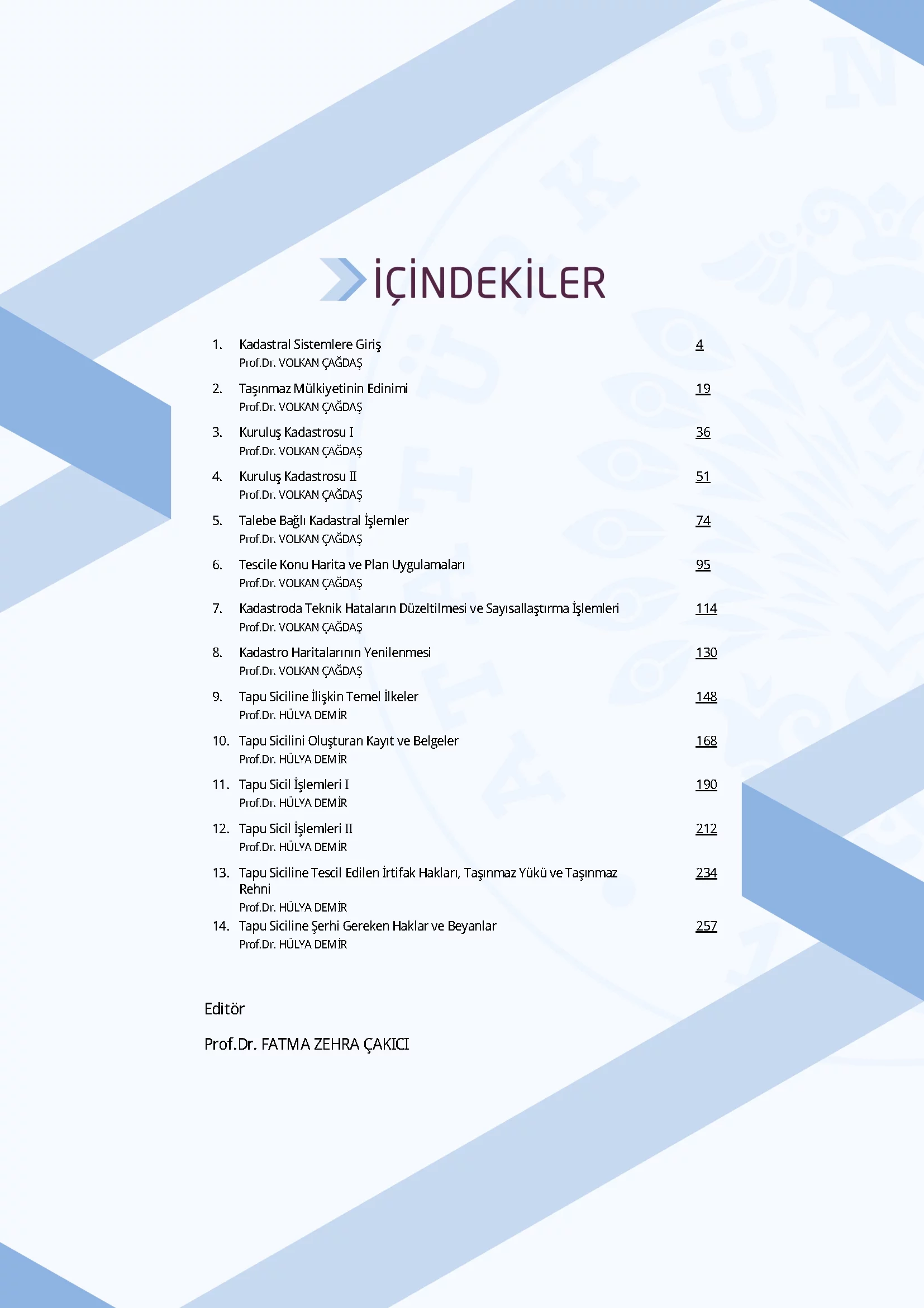 İçindekiler - Tapu ve Kadastro Bilgisi