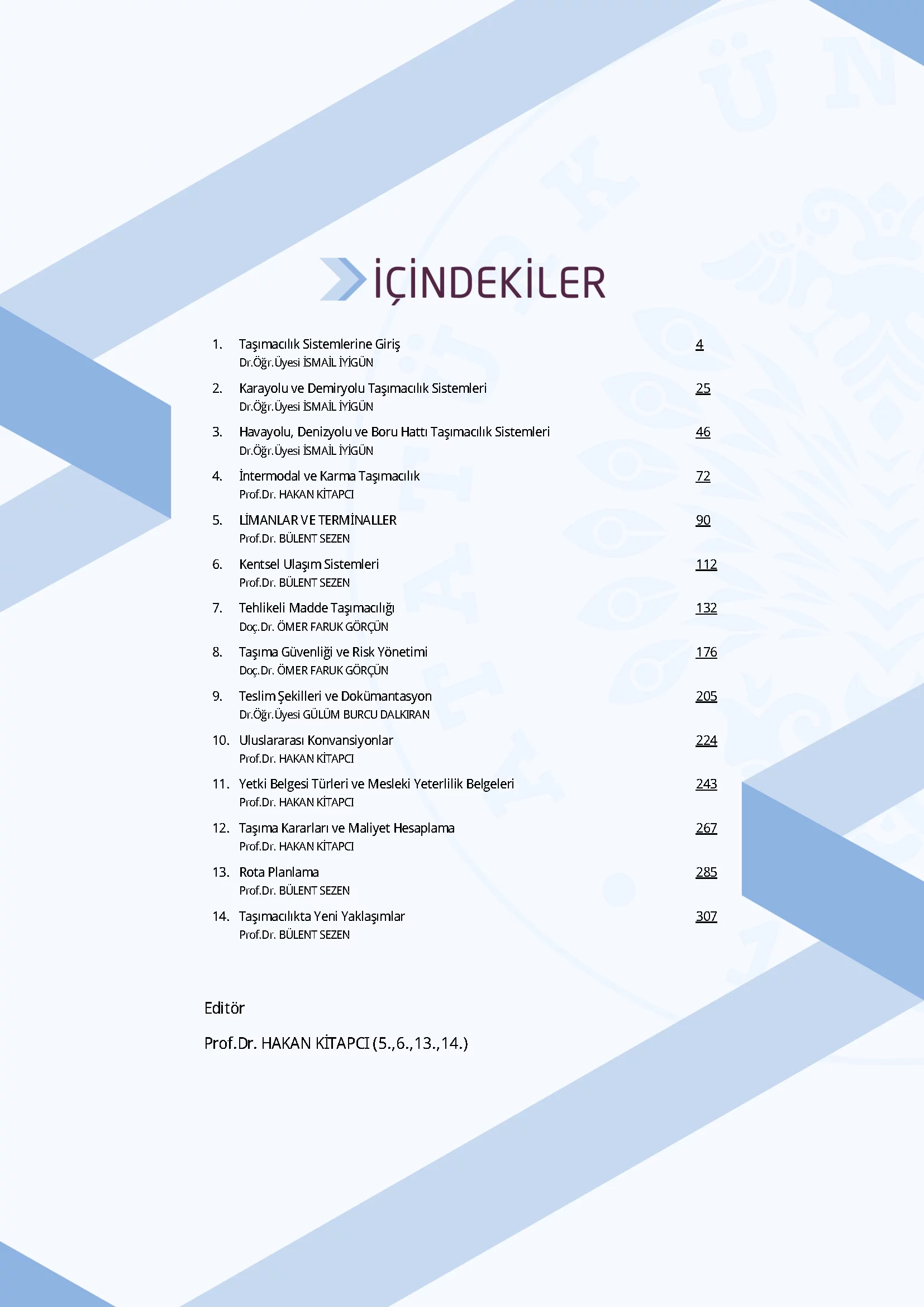 İçindekiler - Taşımacılık Sistemleri