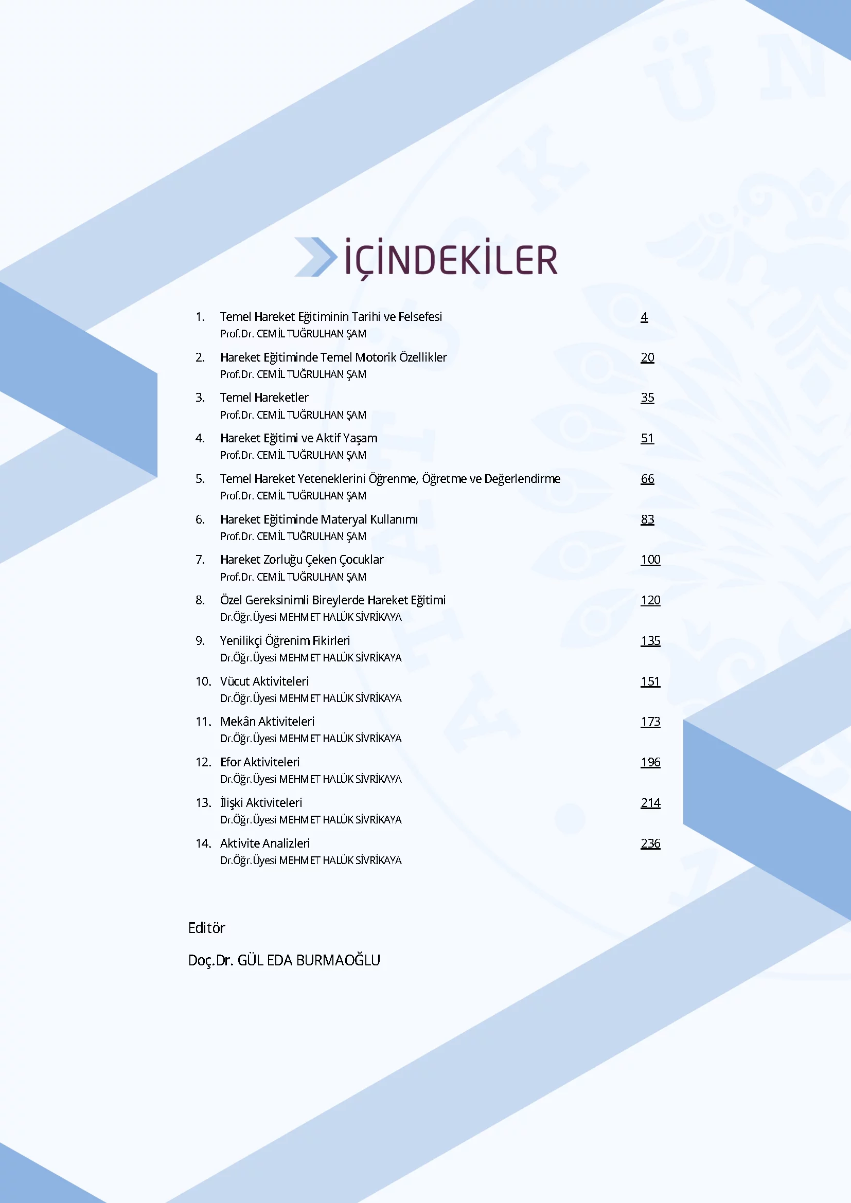 İçindekiler - Temel Hareket Eğitimi