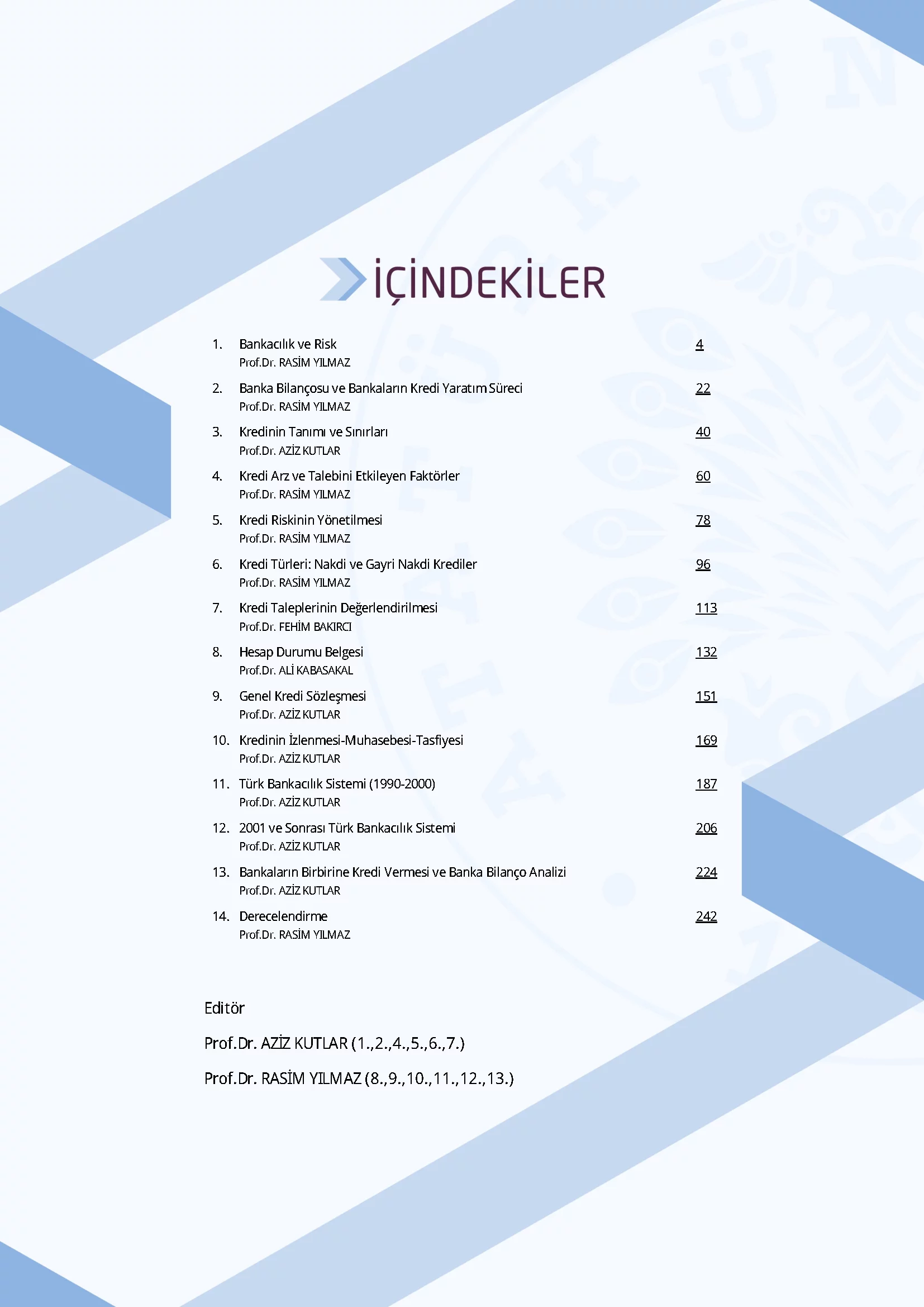 İçindekiler - Temel Kredi İşlemleri