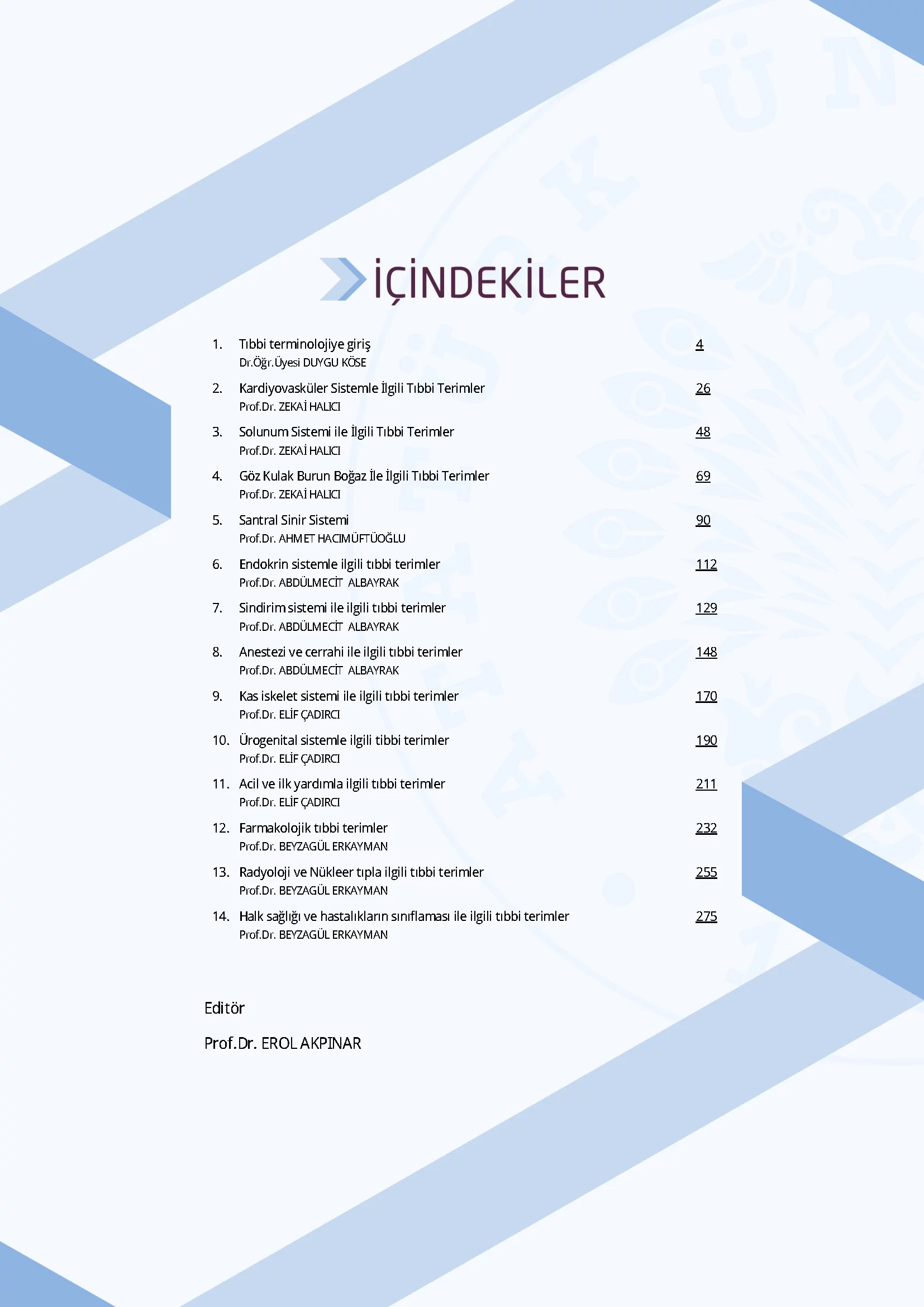 İçindekiler - Tıbbi Terminoloji