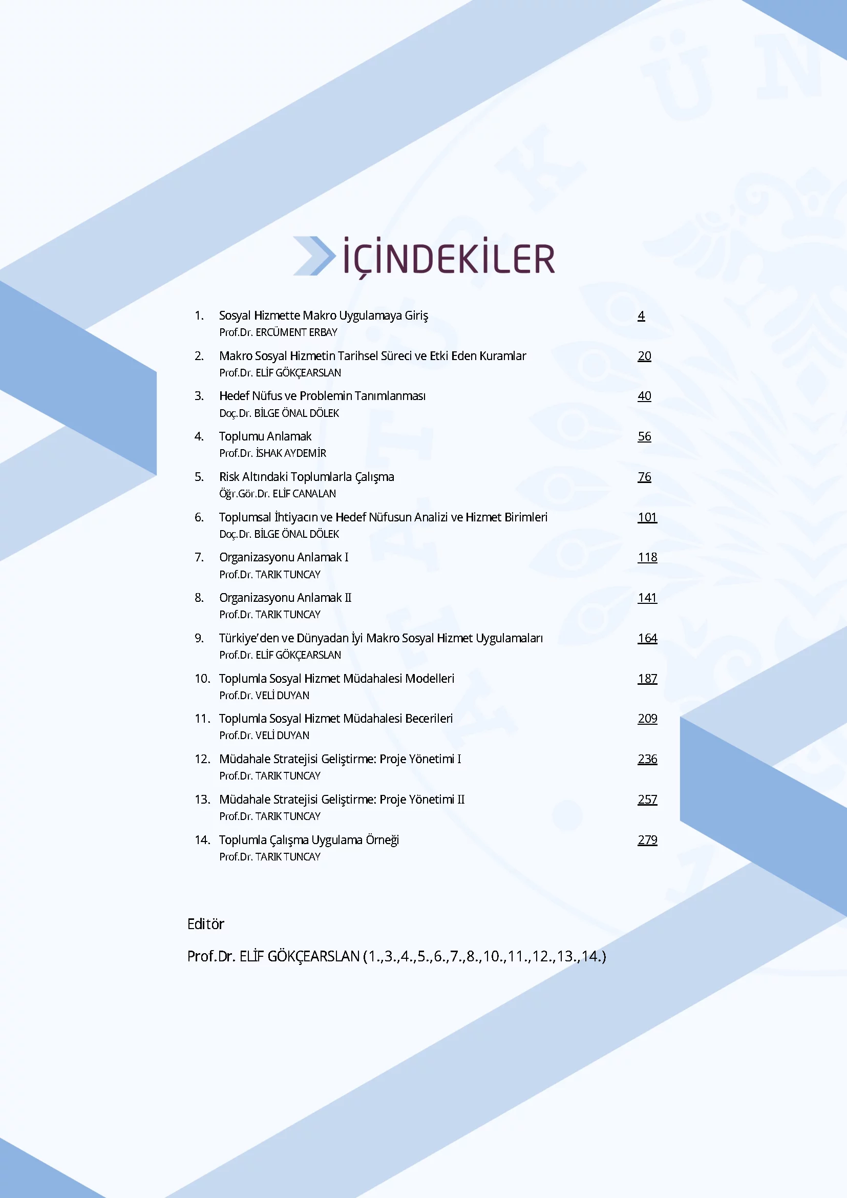 İçindekiler - Toplumla Sosyal Hizmet