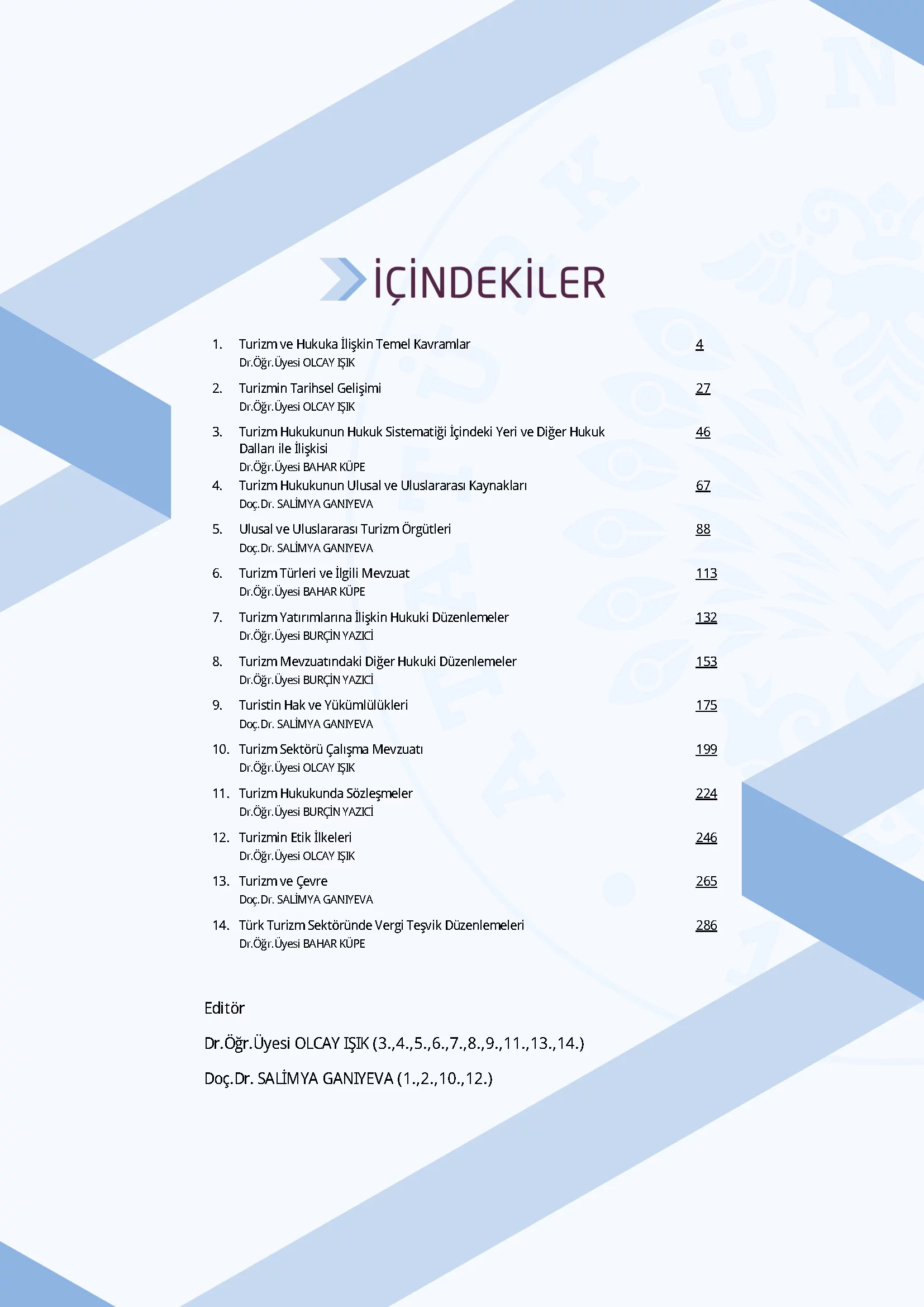 İçindekiler - Turizm Mevzuatı