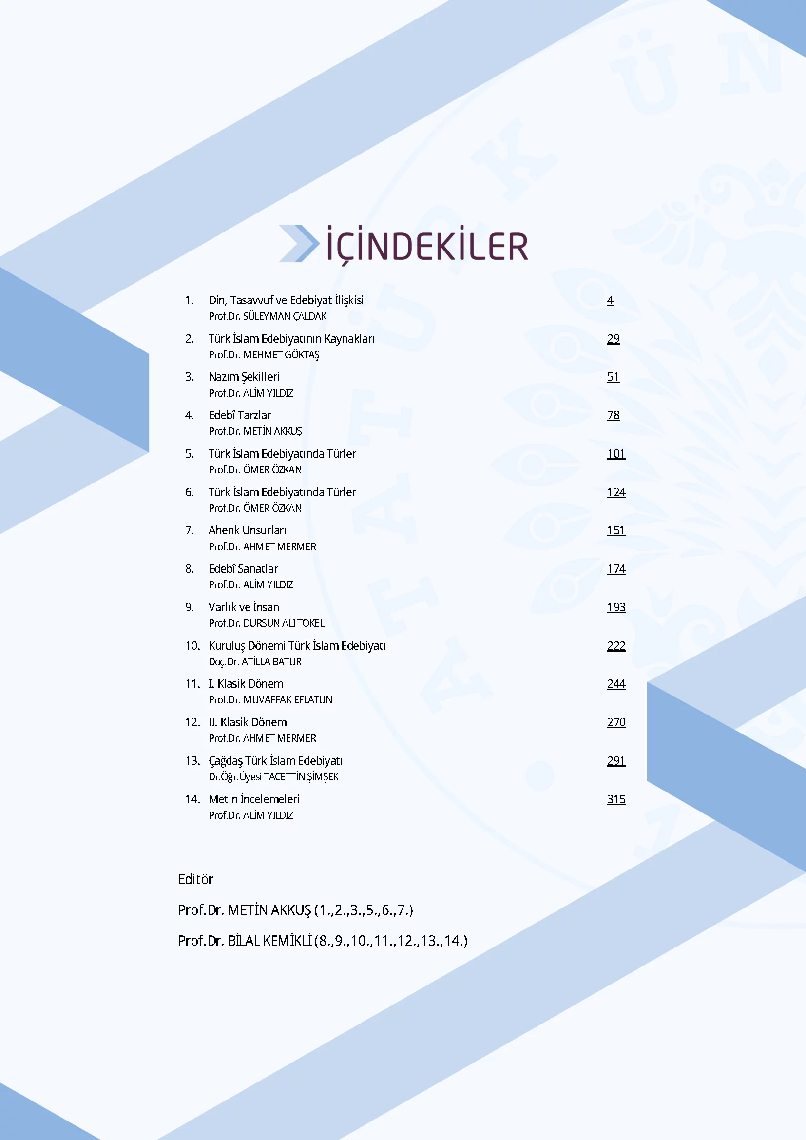 İçindekiler - Türk İslam Edebiyatı