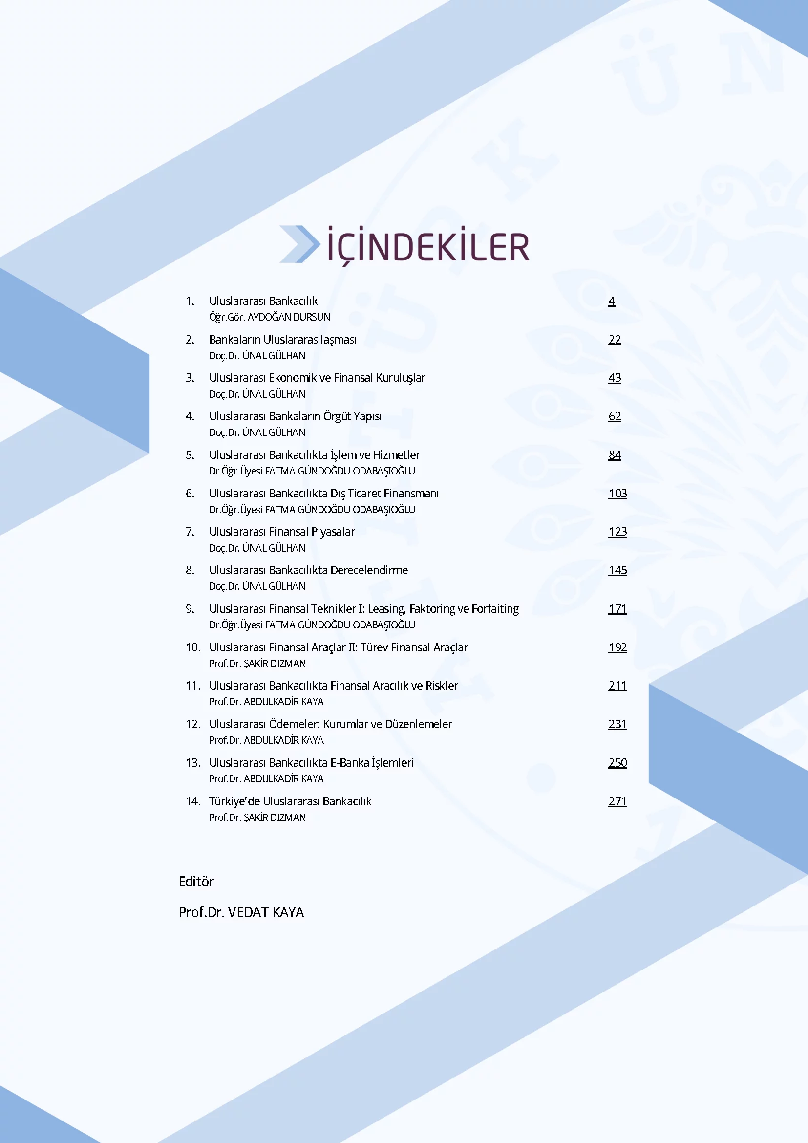 İçindekiler - Uluslararası Bankacılık