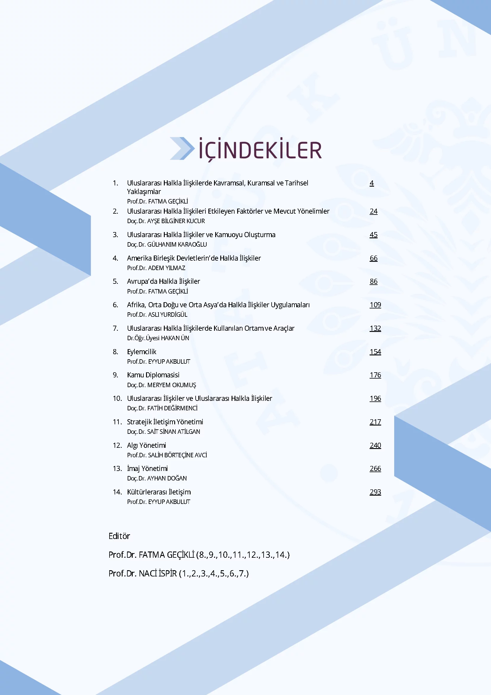 İçindekiler - Uluslararası Halkla İlişkiler