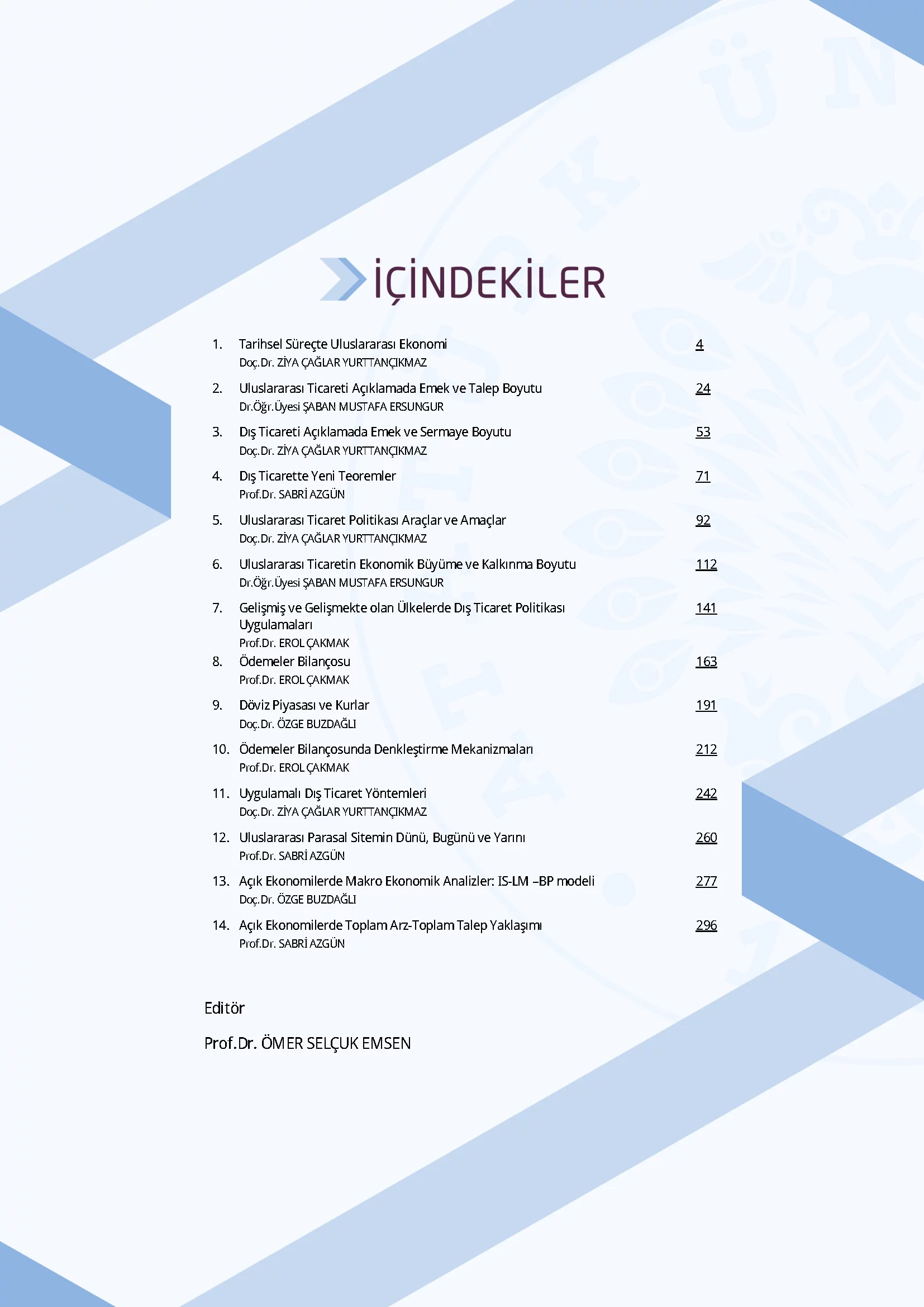 İçindekiler - Uluslararası İktisat