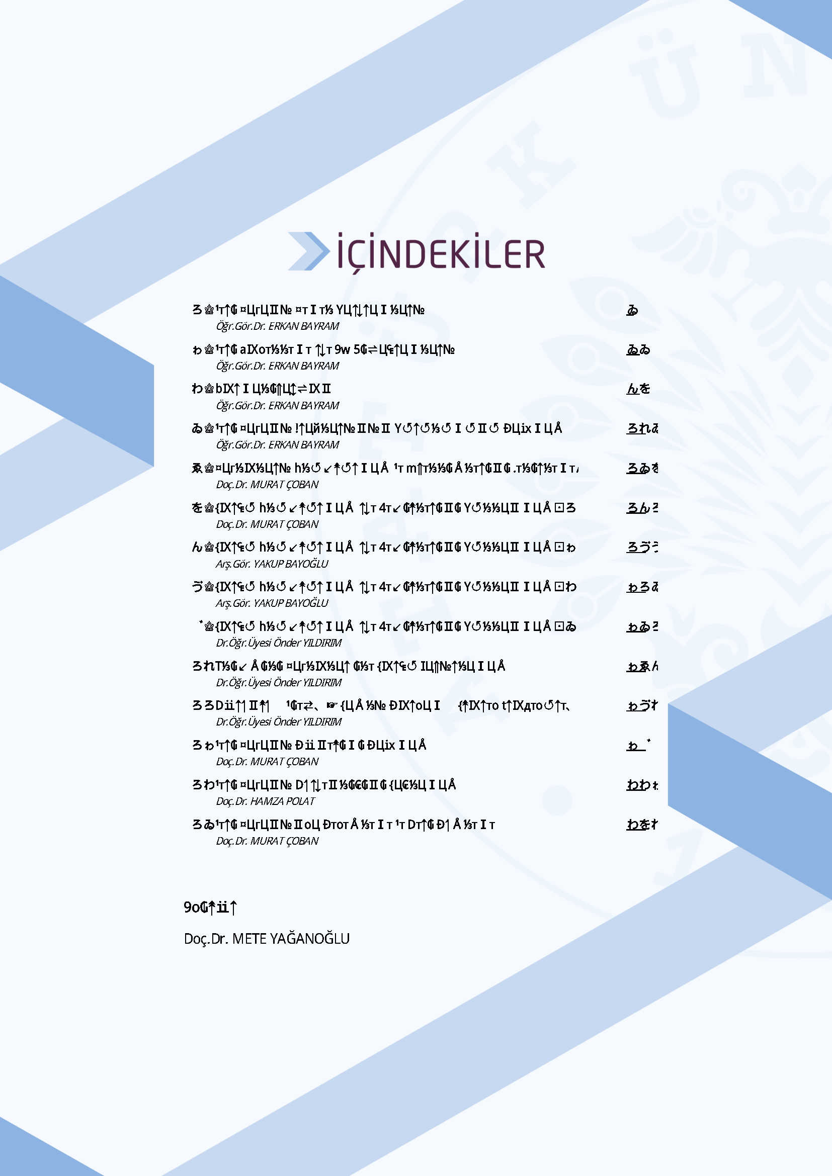 İçindekiler - Veri Tabanı Yönetim Sistemleri