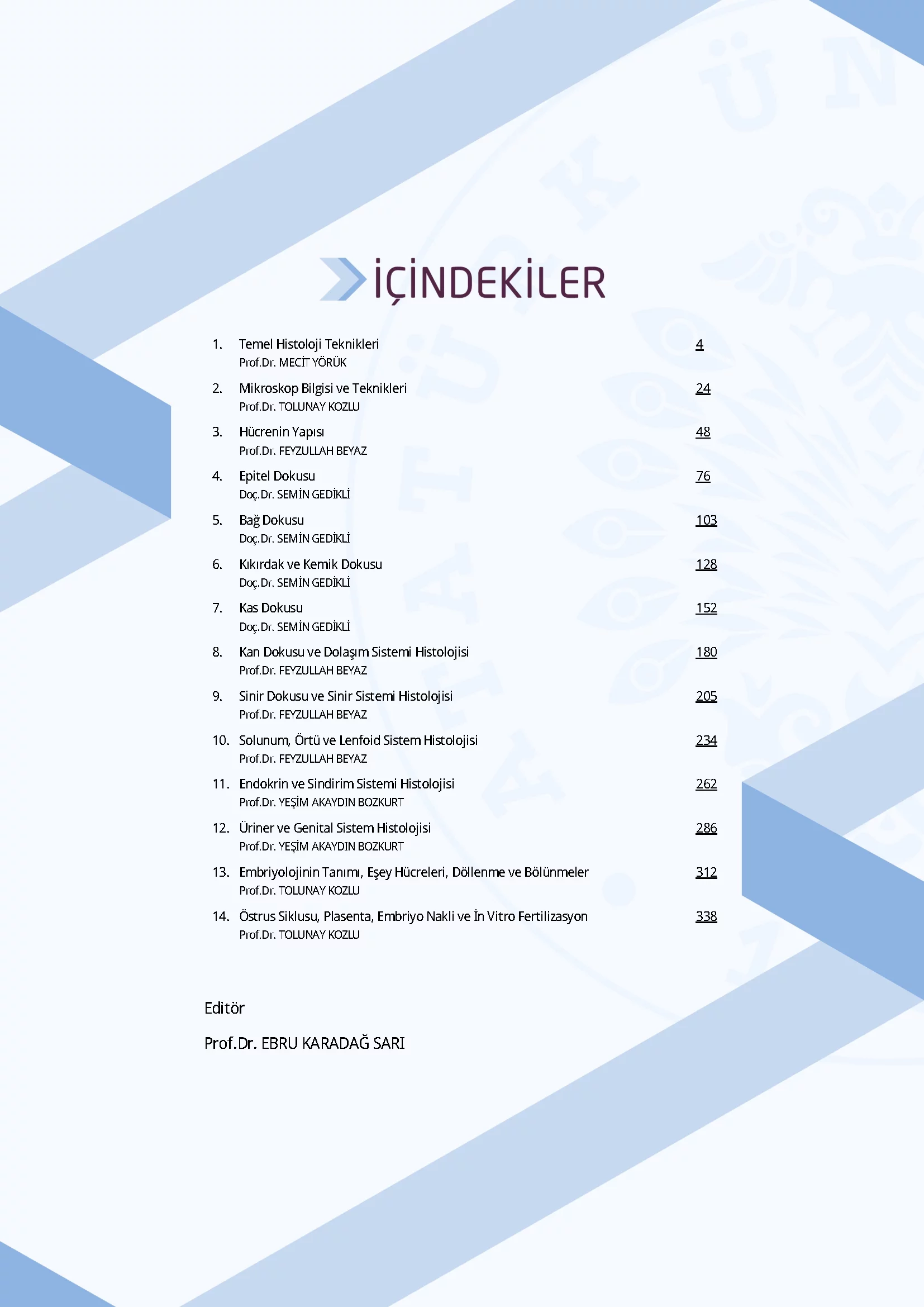 İçindekiler - Veteriner Histoloji ve Embriyoloji