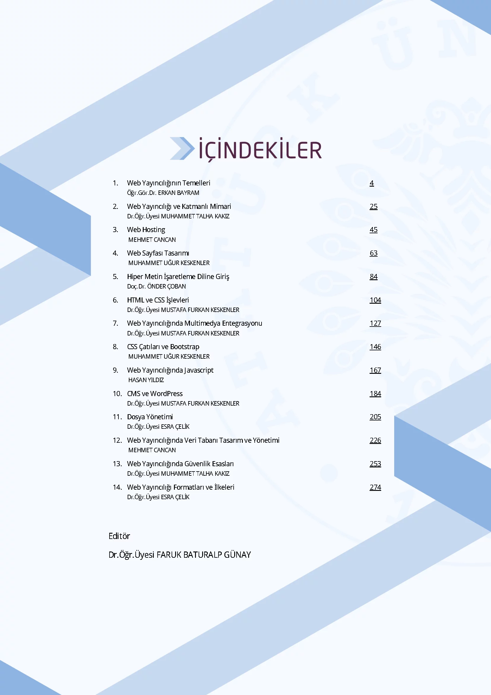 İçindekiler - Web Yayıncılığı